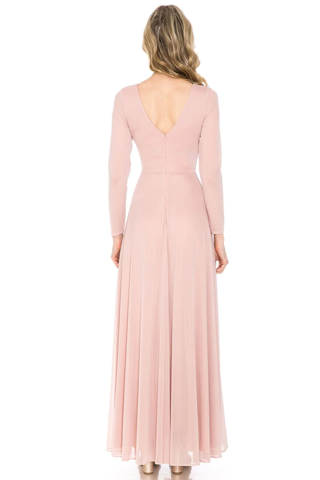 Clearance Champagne Size L Long Sleeve Sheer Mother Of The Bride Dress By Lenovia 5234 - Image 23