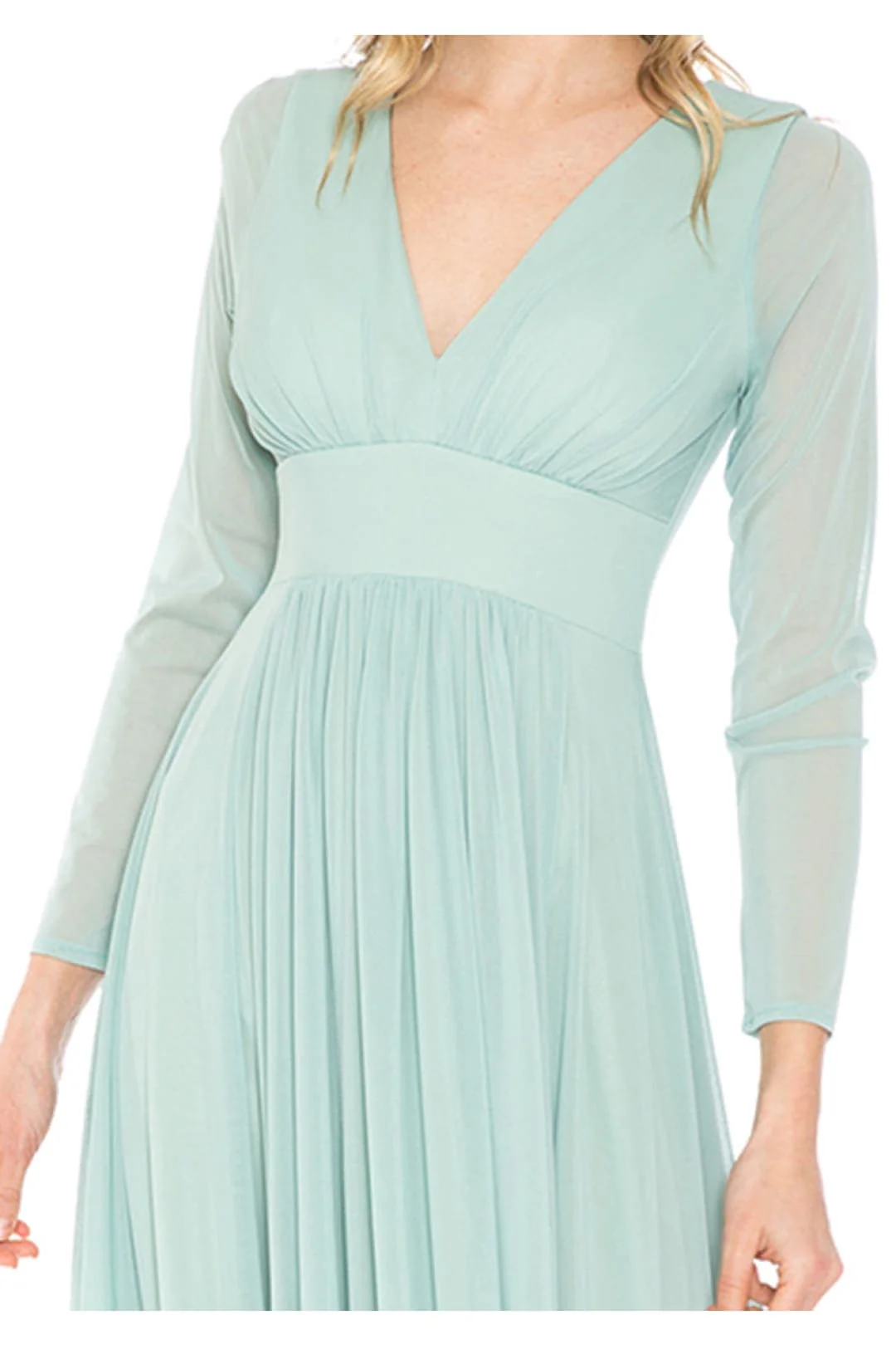 Clearance Champagne Size L Long Sleeve Sheer Mother Of The Bride Dress By Lenovia 5234 - Image 28