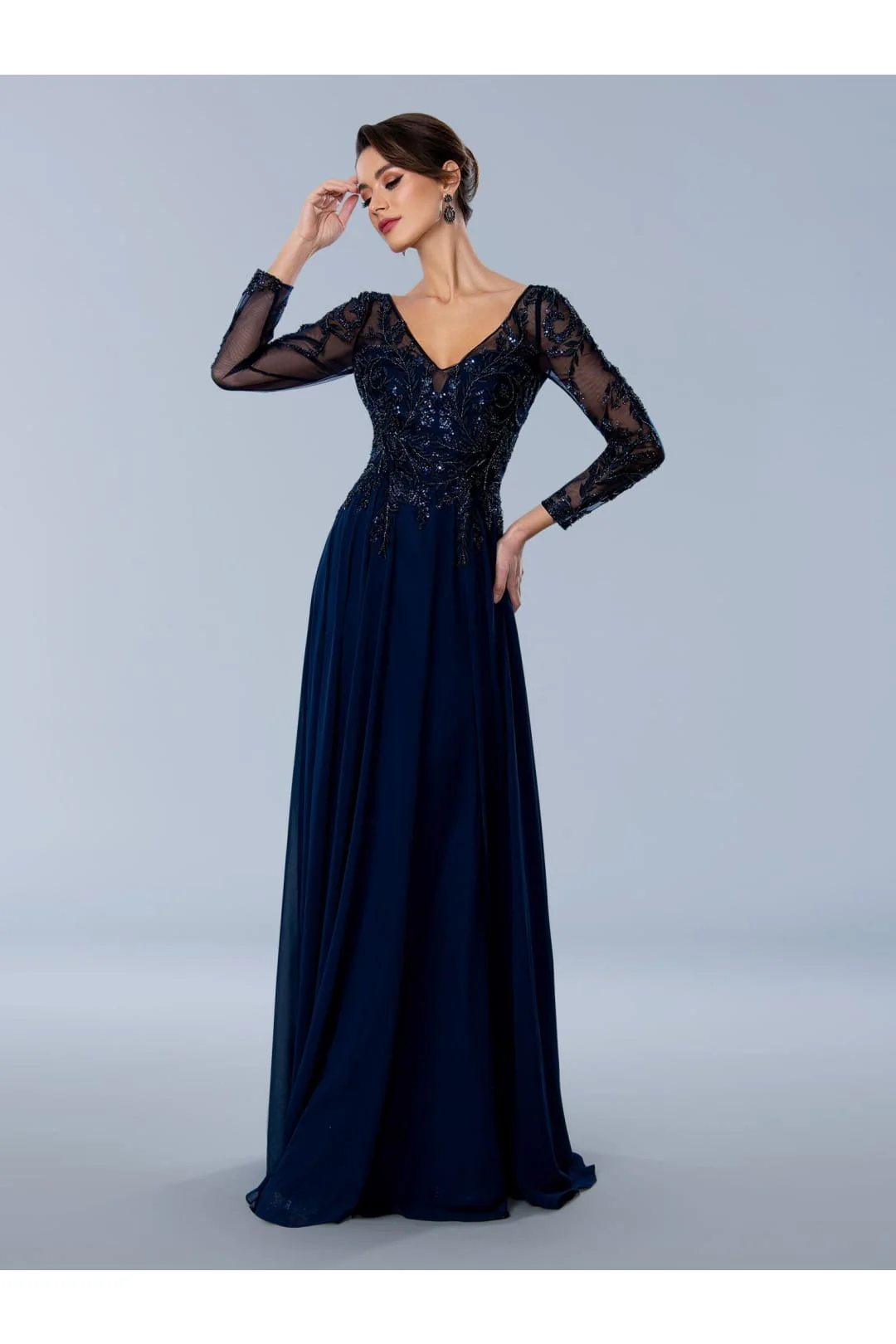 Clearance Charcoal Size 20 Formal Long Sleeve Mother of the Bride Dress By Stella Couture 24308 - Image 3