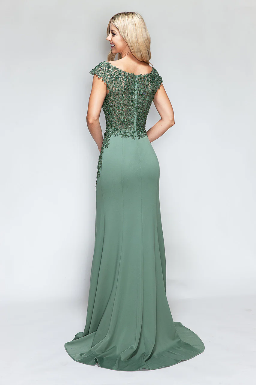 Clearance Lilac & Black Size S & 2XL Boat Neck Cap Sleeve Sheath Gown By Lenovia 8343 - Image 10