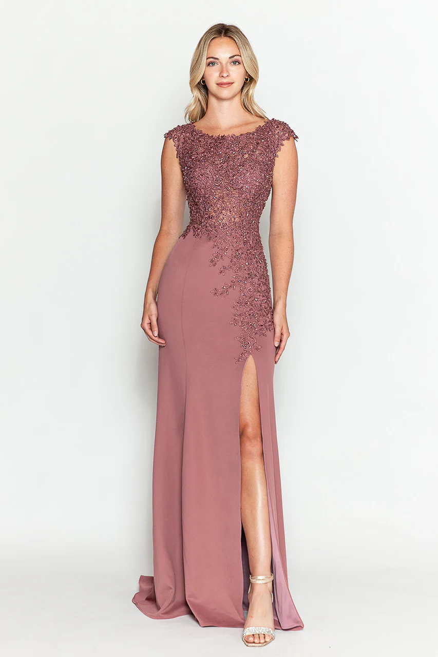 Clearance Lilac & Black Size S & 2XL Boat Neck Cap Sleeve Sheath Gown By Lenovia 8343 - Image 14