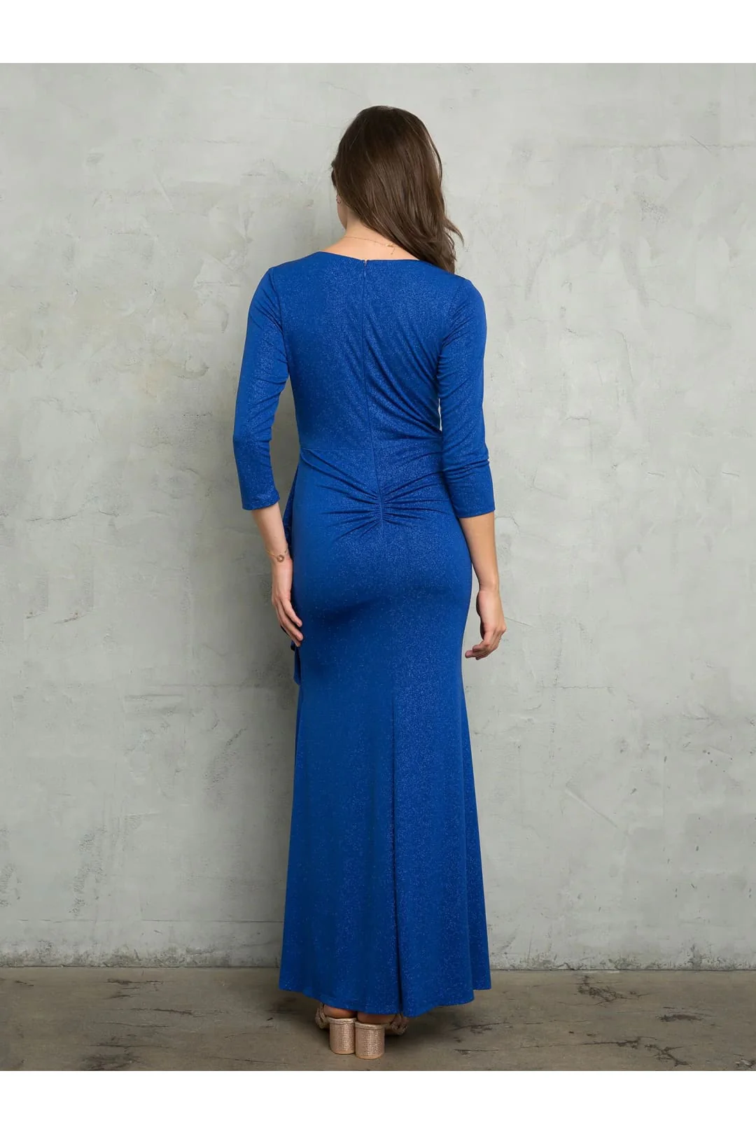 Clearance Platinum Size XL Long Glitter Mother of the Bride Formal Dress By Eva USA 3472 - Image 4