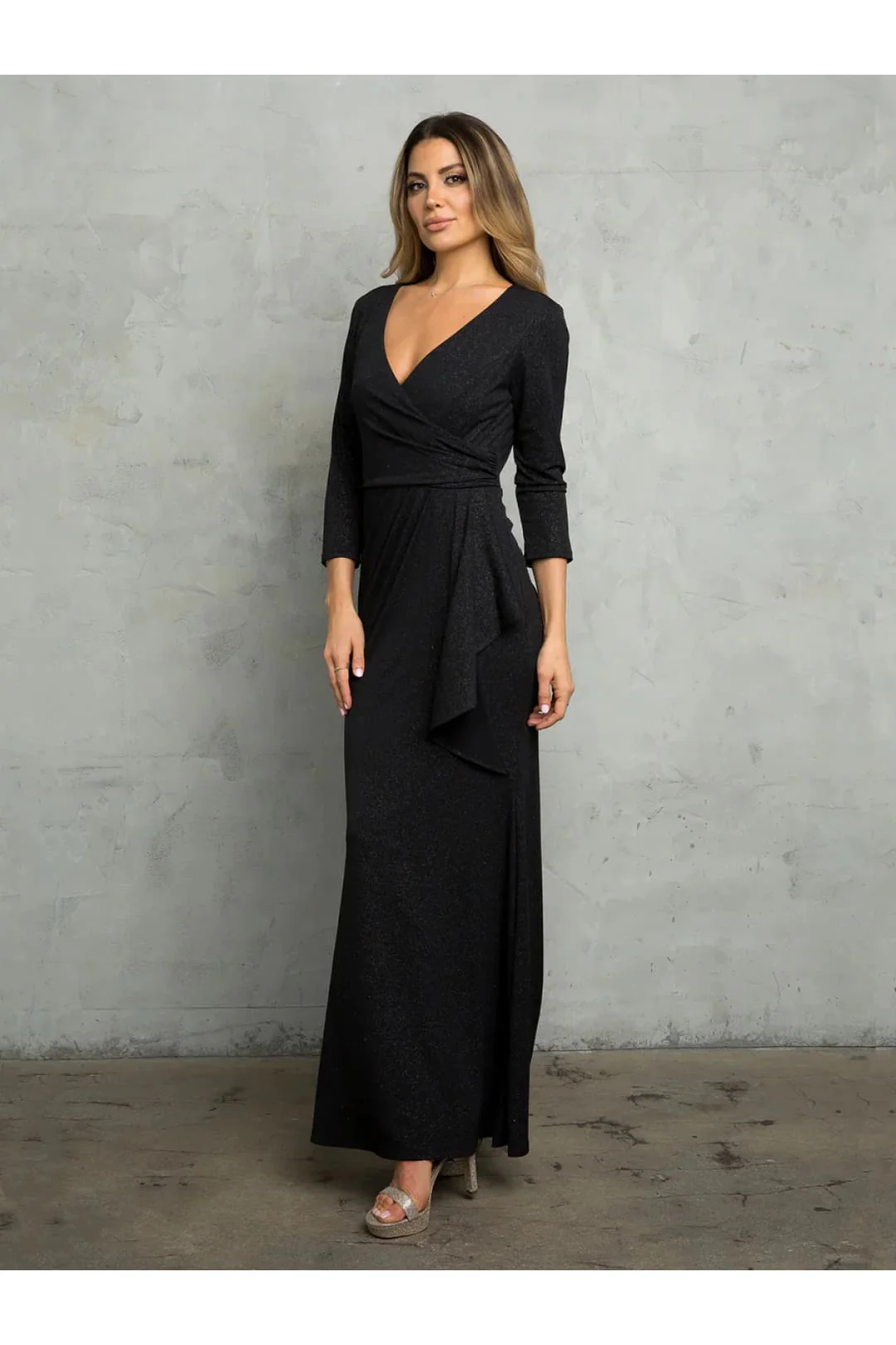Clearance Platinum Size XL Long Glitter Mother of the Bride Formal Dress By Eva USA 3472 - Image 7