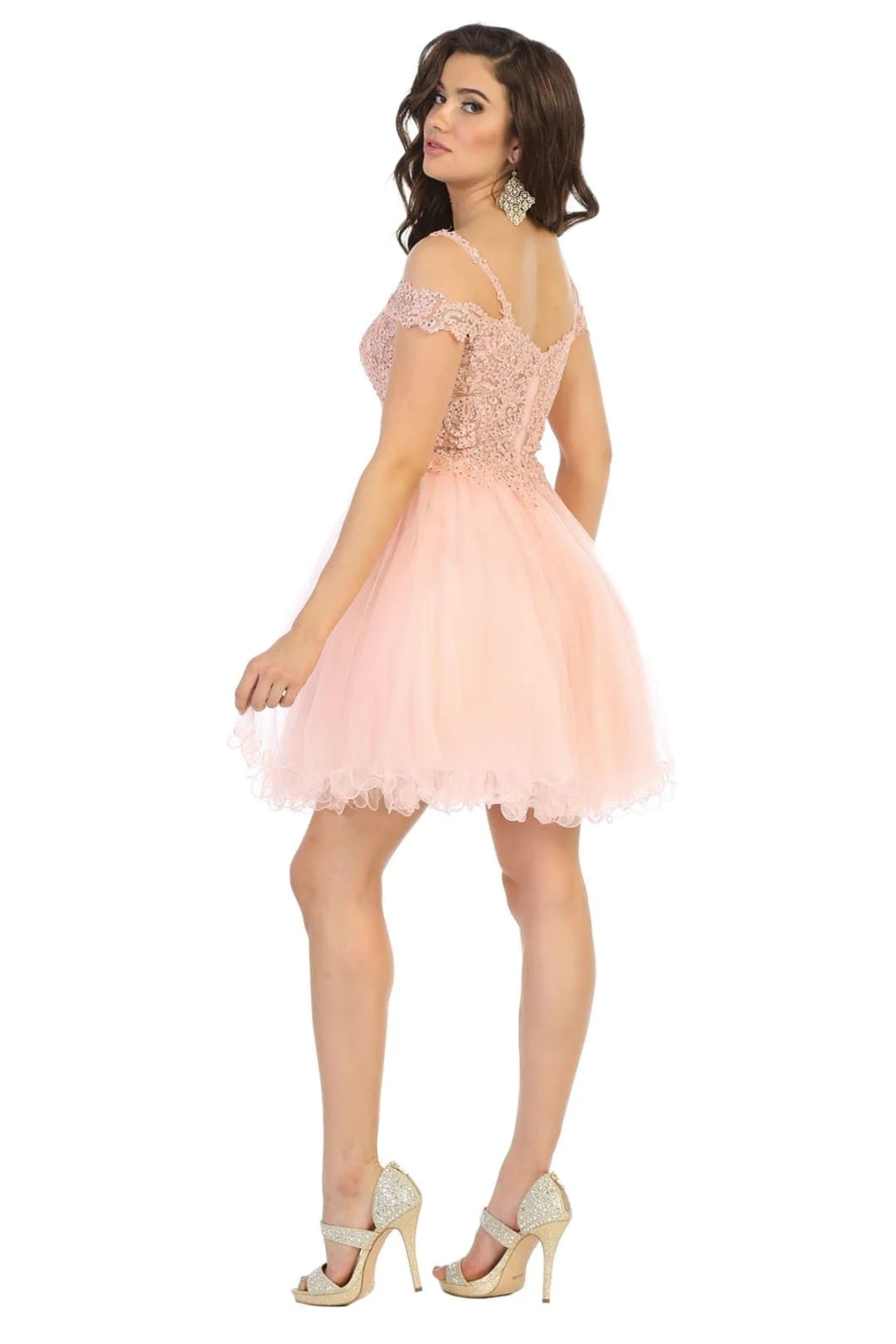 May Queen MQ1668 Cold Shoulder Embroidered A-line Short Prom Dress - Image 6
