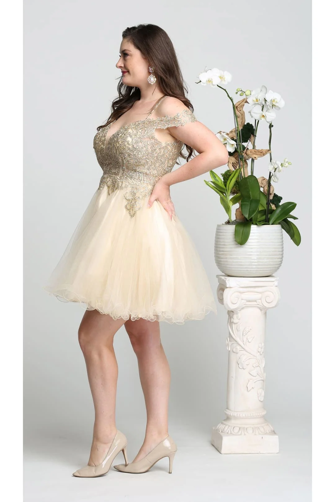 May Queen MQ1668 Cold Shoulder Embroidered A-line Short Prom Dress - Image 9