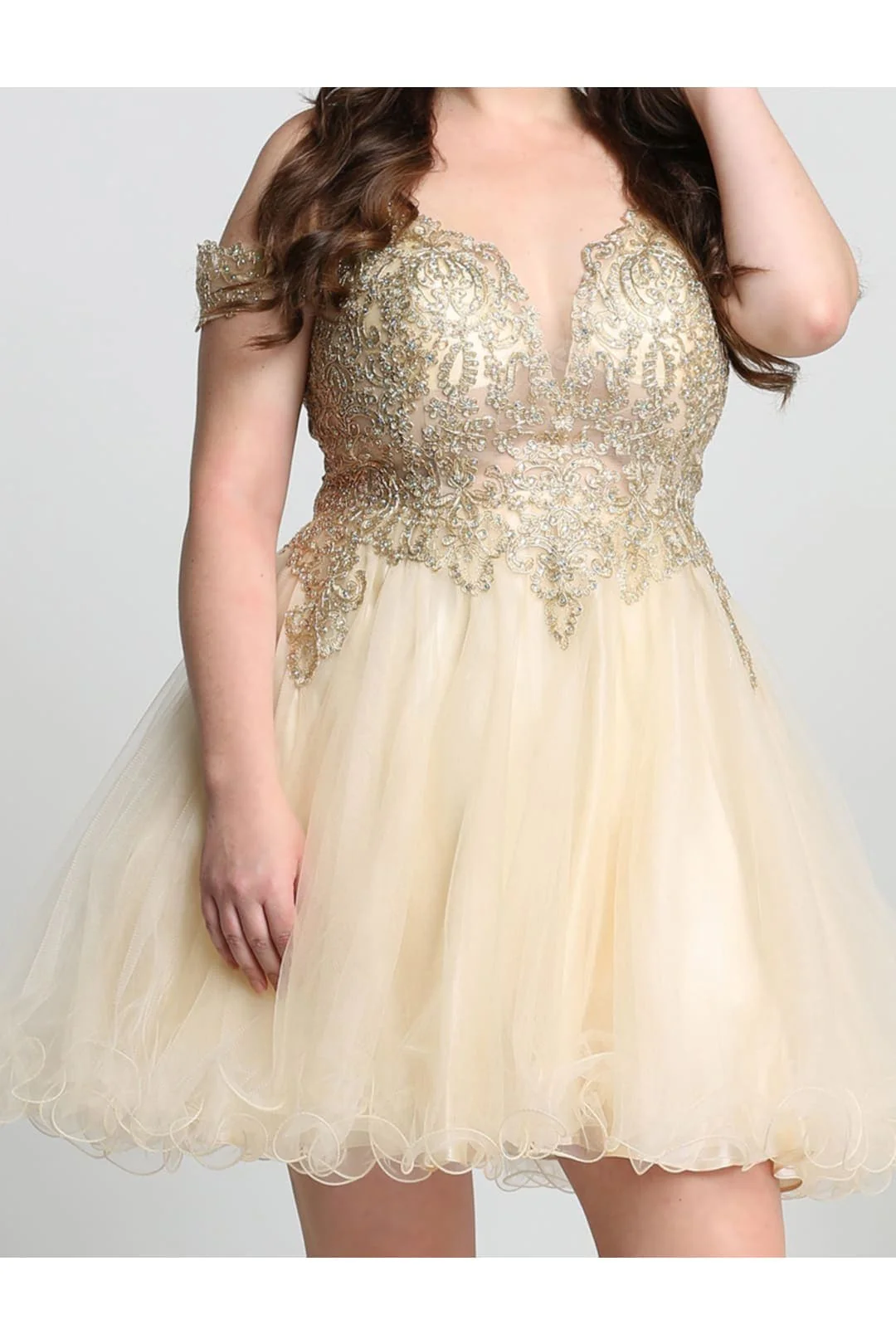 May Queen MQ1668 Cold Shoulder Embroidered A-line Short Prom Dress - Image 10