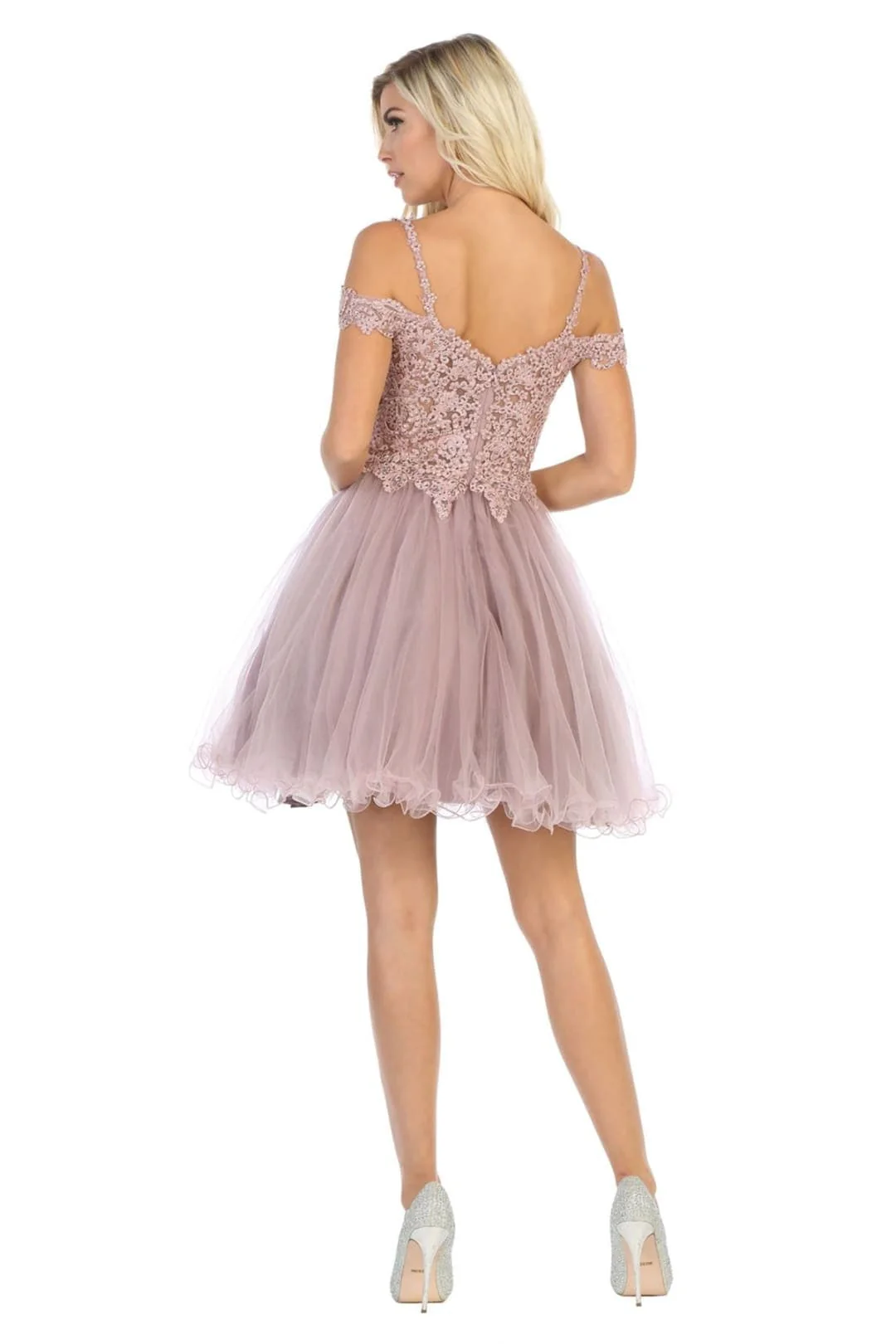 May Queen MQ1668 Cold Shoulder Embroidered A-line Short Prom Dress - Image 8
