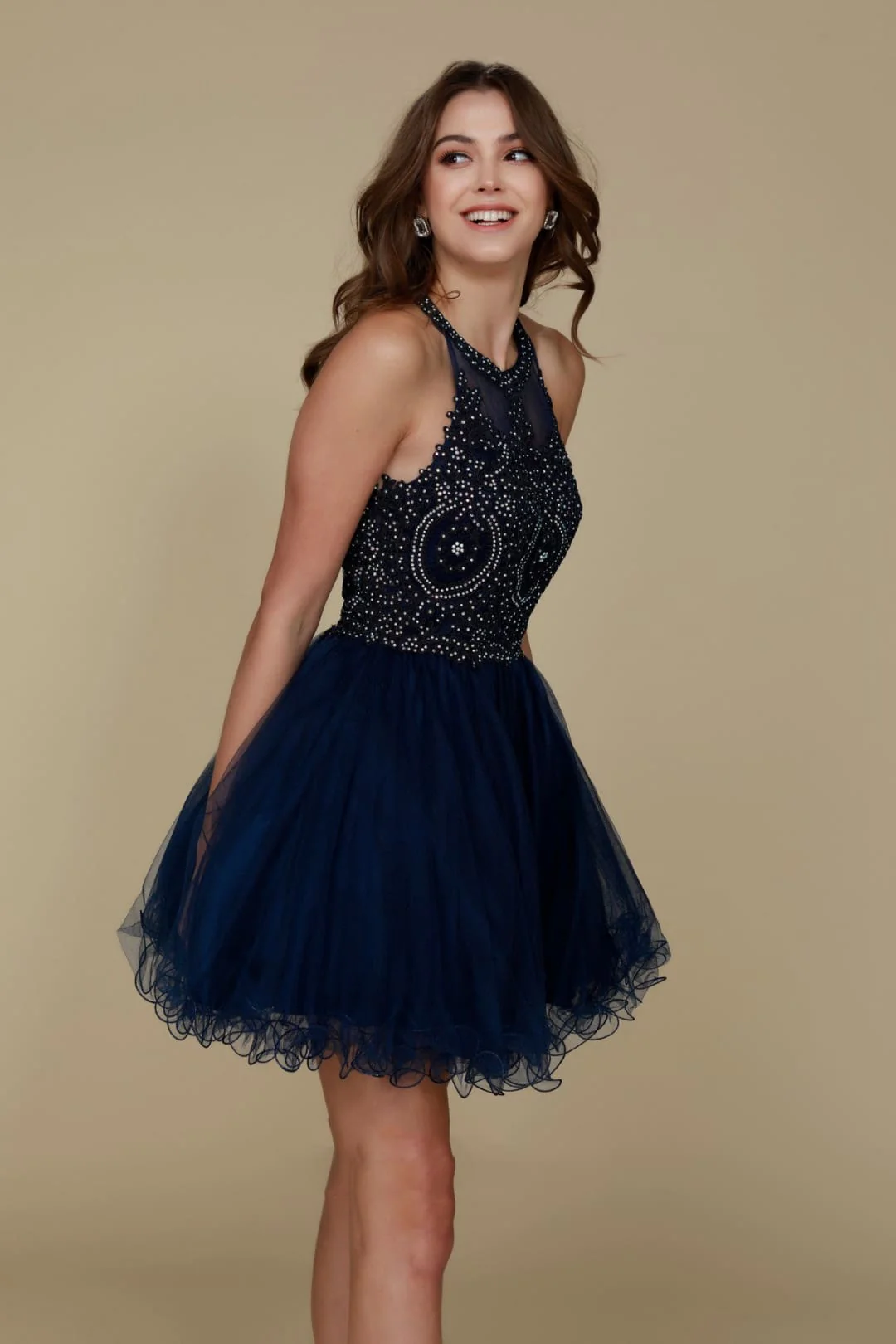 Nox Anabel B652 Navy Blue Dama Quinceanera Dress with Quince Outfit - Image 3