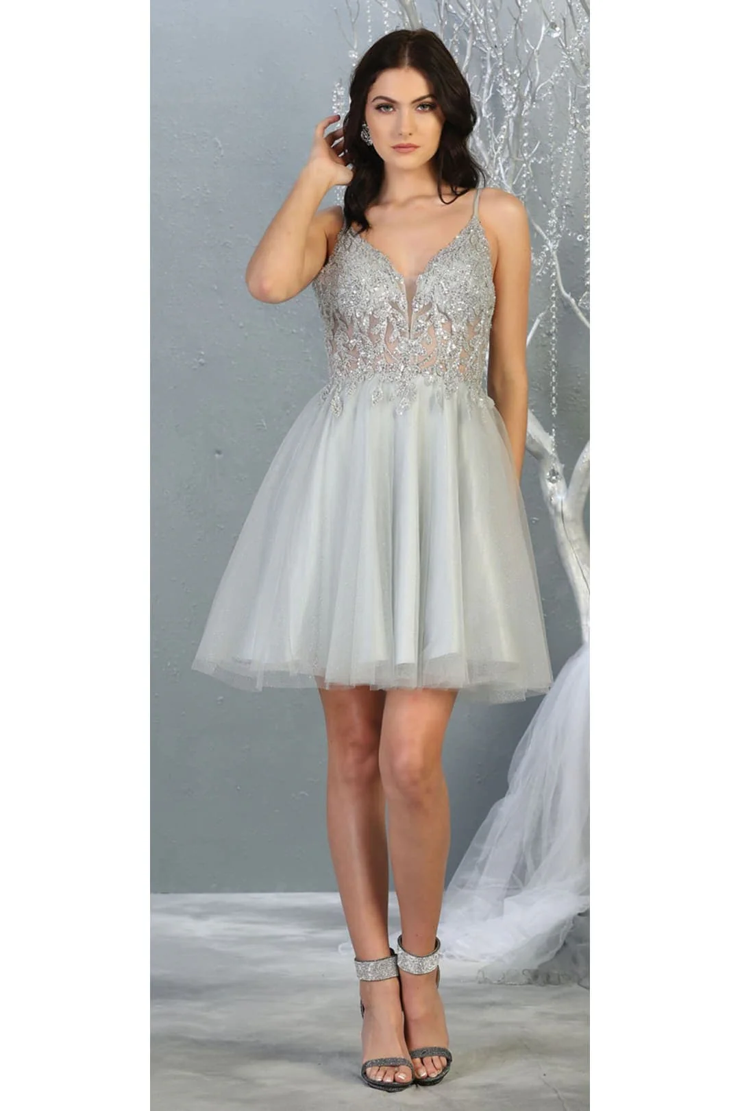 Dama Dresses for Quinceanera in Silver Style MQ1813 Quince Outfit