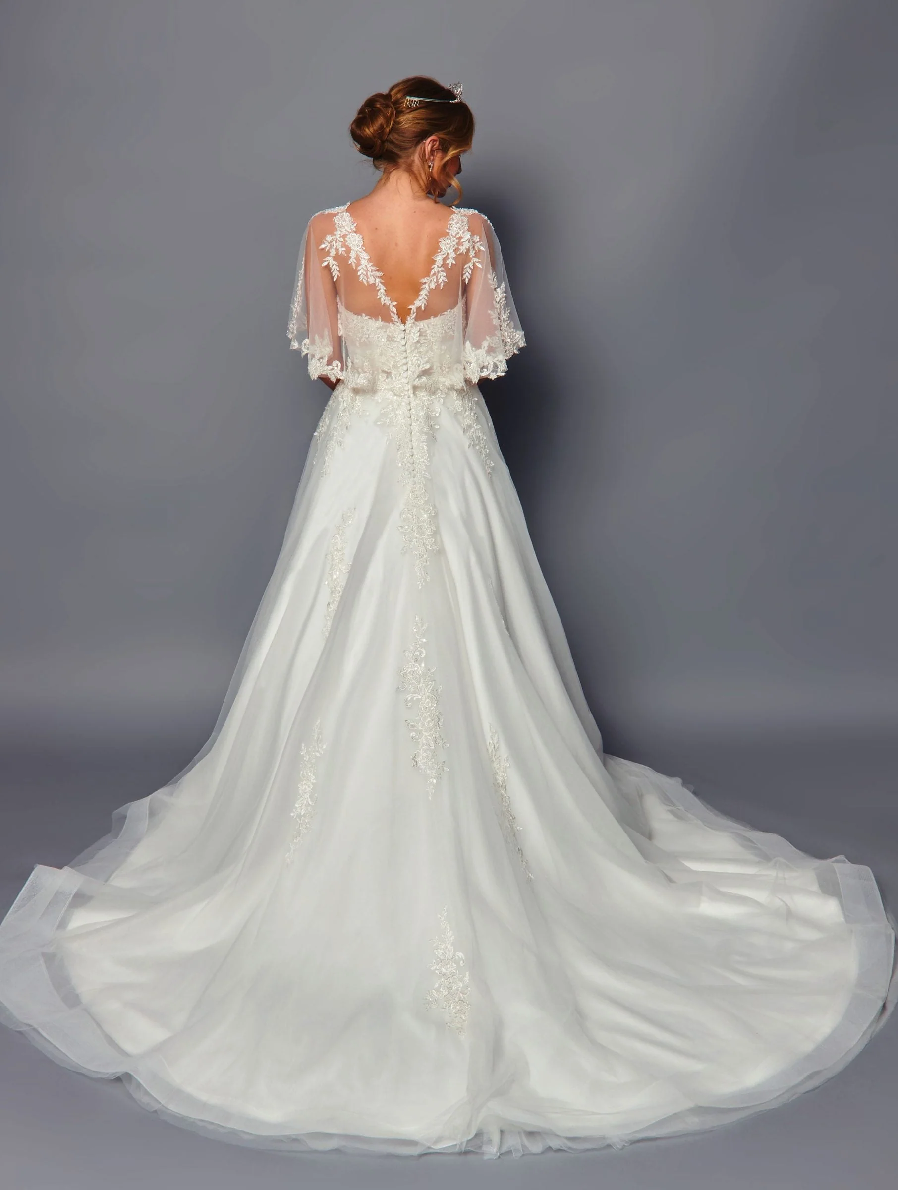 DeKlaire 488 A-Line Wedding Dress with Shawl Covering - Image 2