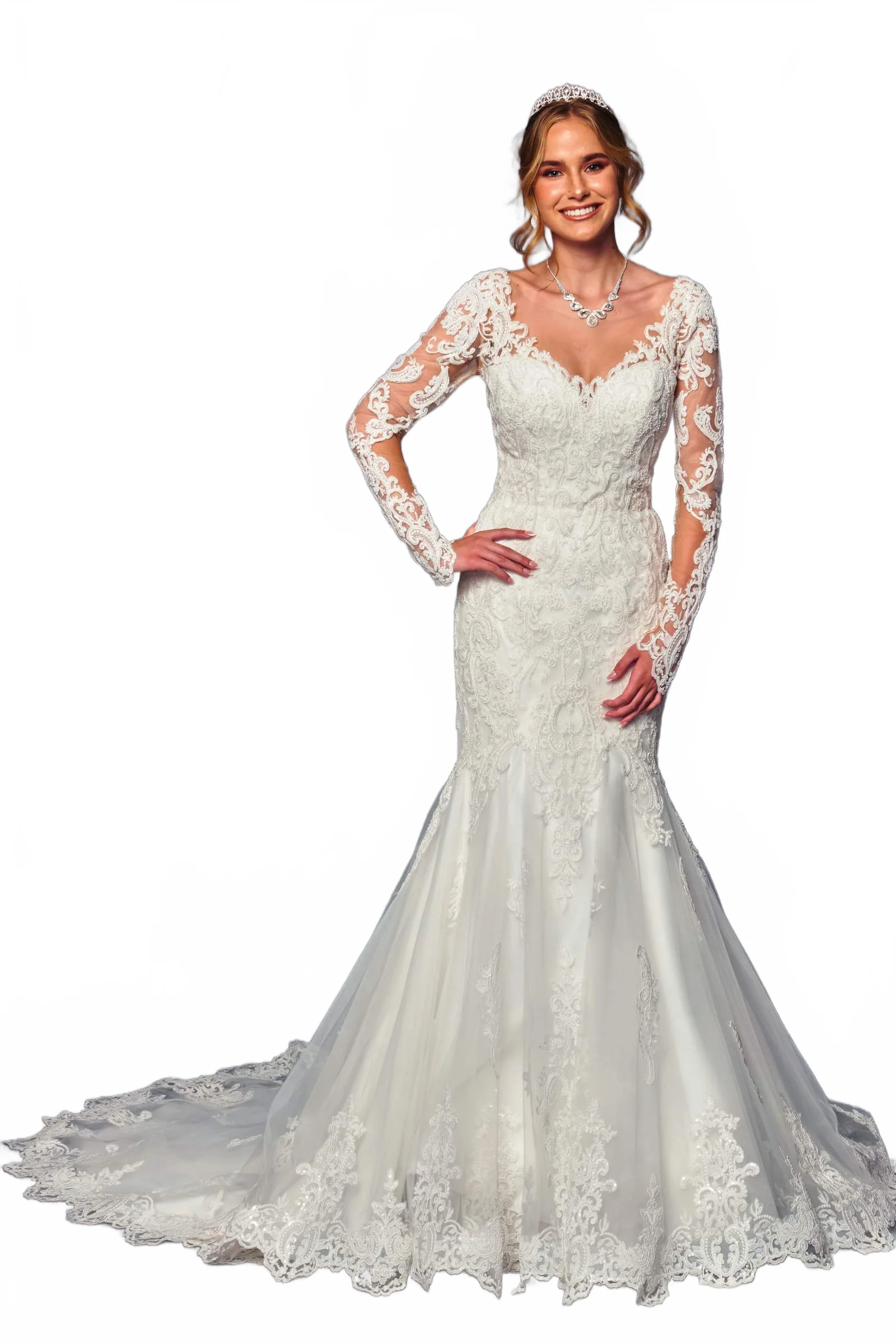 DeKlaire 492 Long Sleeve Trumpet Wedding Dress - Image 8