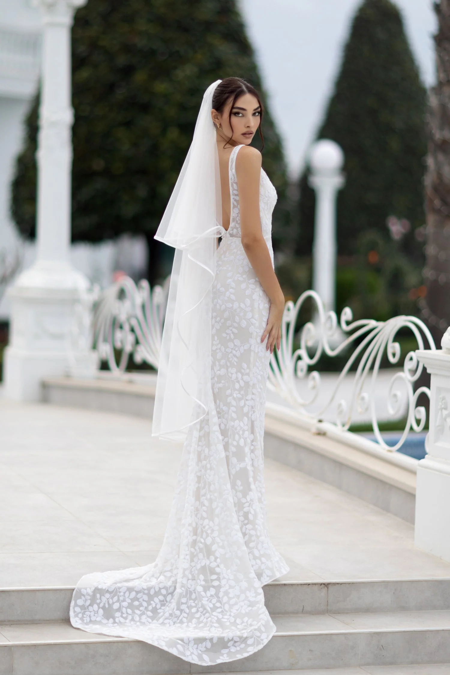Tina Holly TW108 Wedding Mermaid Flowy Plunging V-Neck Lace Dress - Image 2