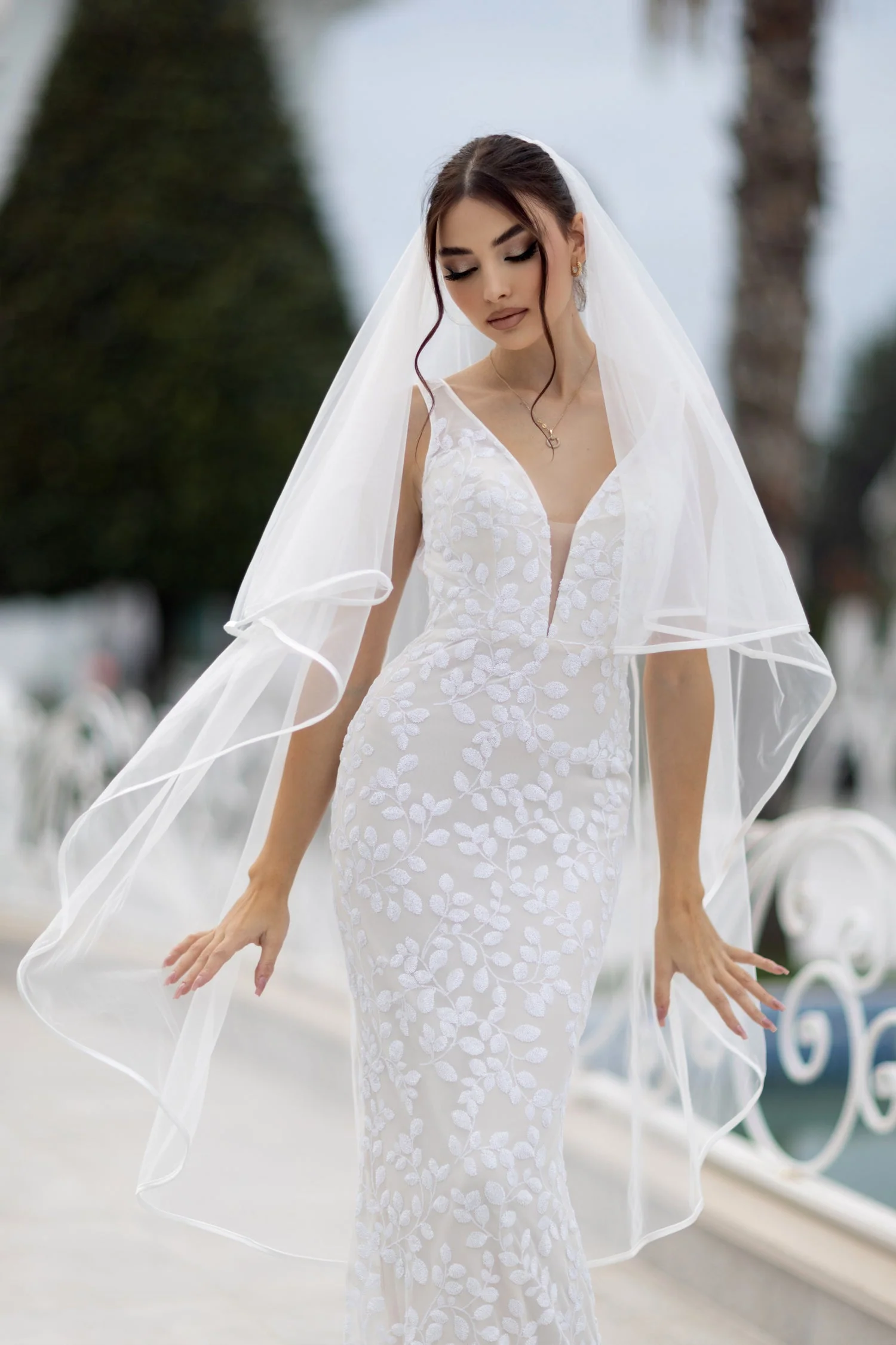 Tina Holly TW108 Wedding Mermaid Flowy Plunging V-Neck Lace Dress - Image 6