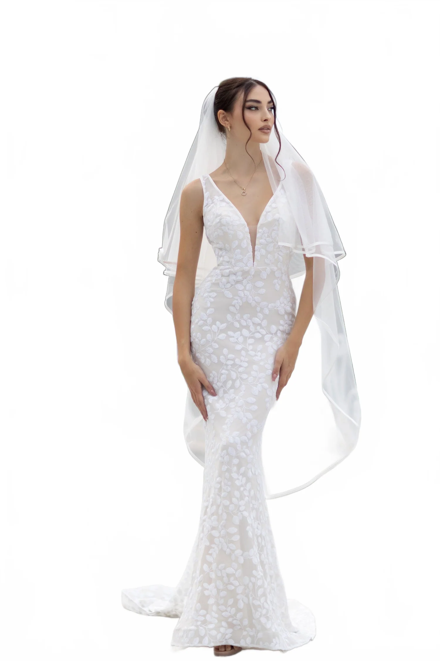 Tina Holly TW108 Wedding Mermaid Flowy Plunging V-Neck Lace Dress - Image 8