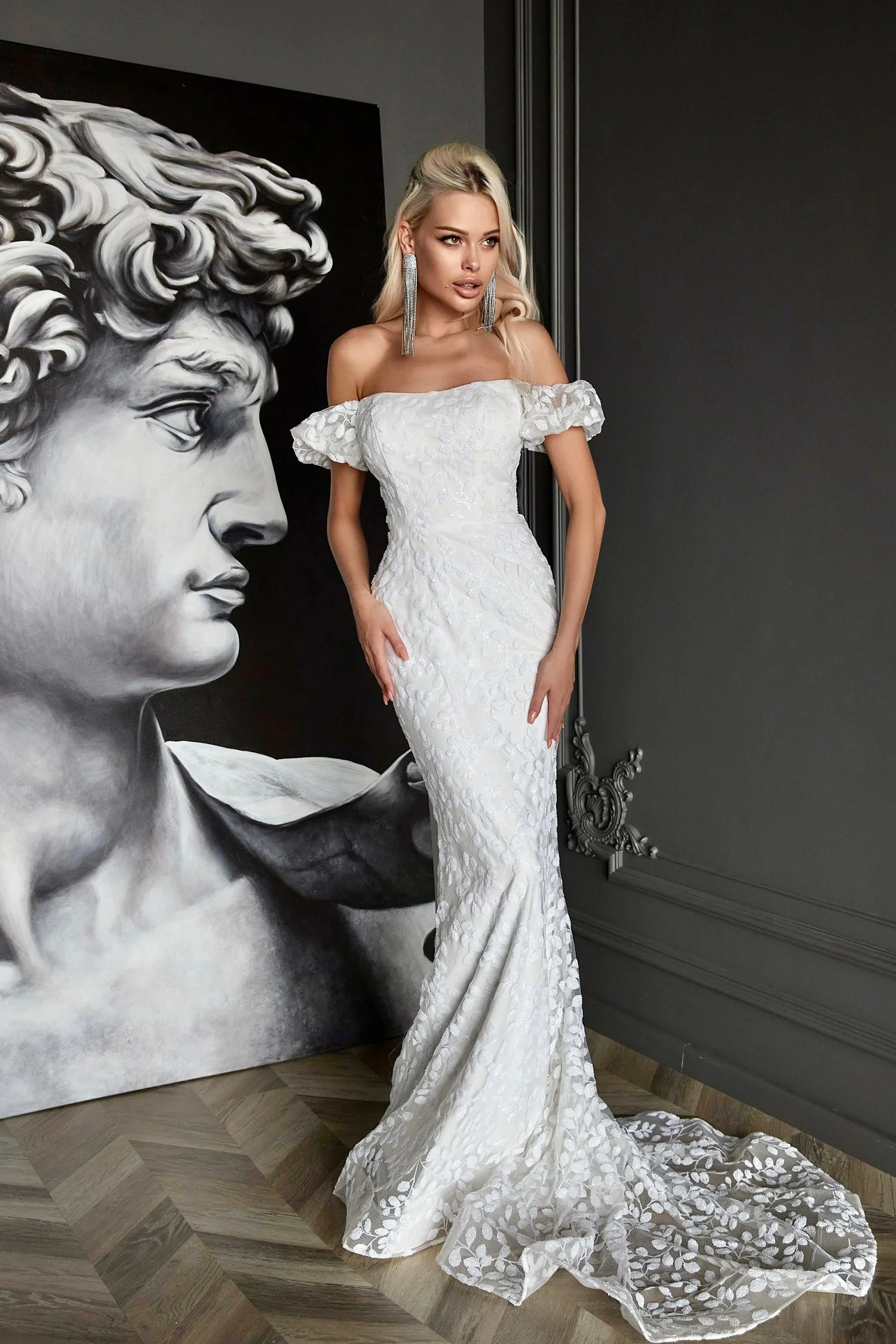 Tina Holly TK024W Wedding Mermaid Off-Shoulder Evening Sequin Dress - Image 3