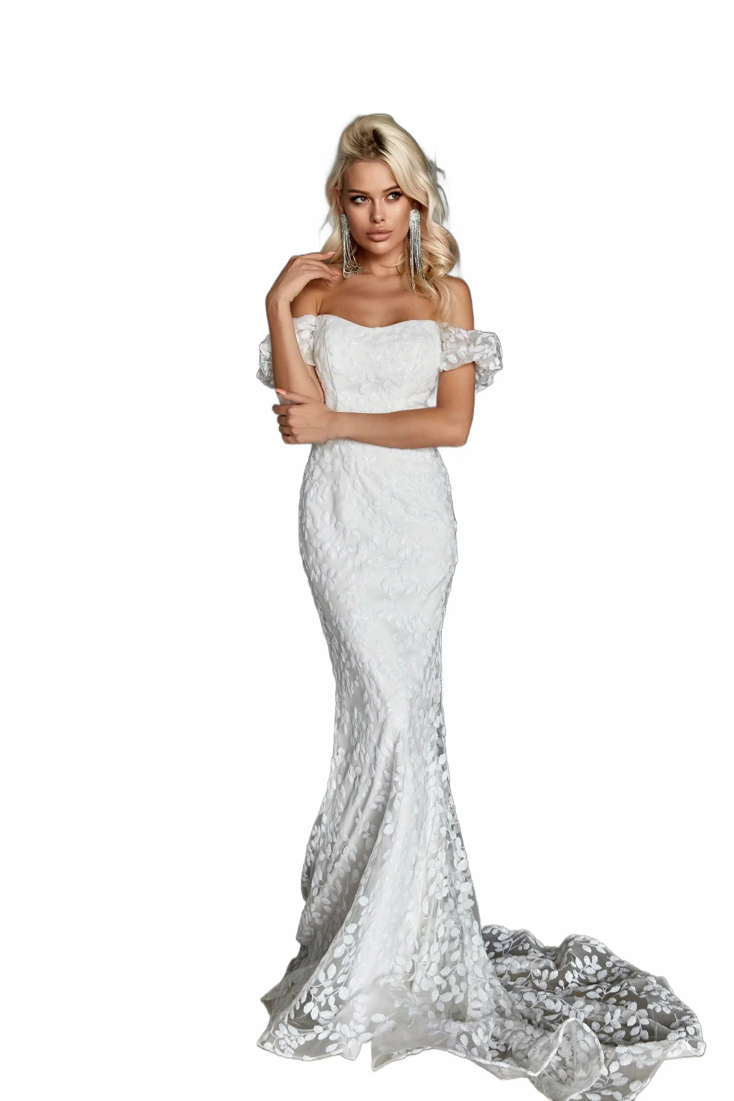 Tina Holly TK024W Wedding Mermaid Off-Shoulder Evening Sequin Dress - Image 7