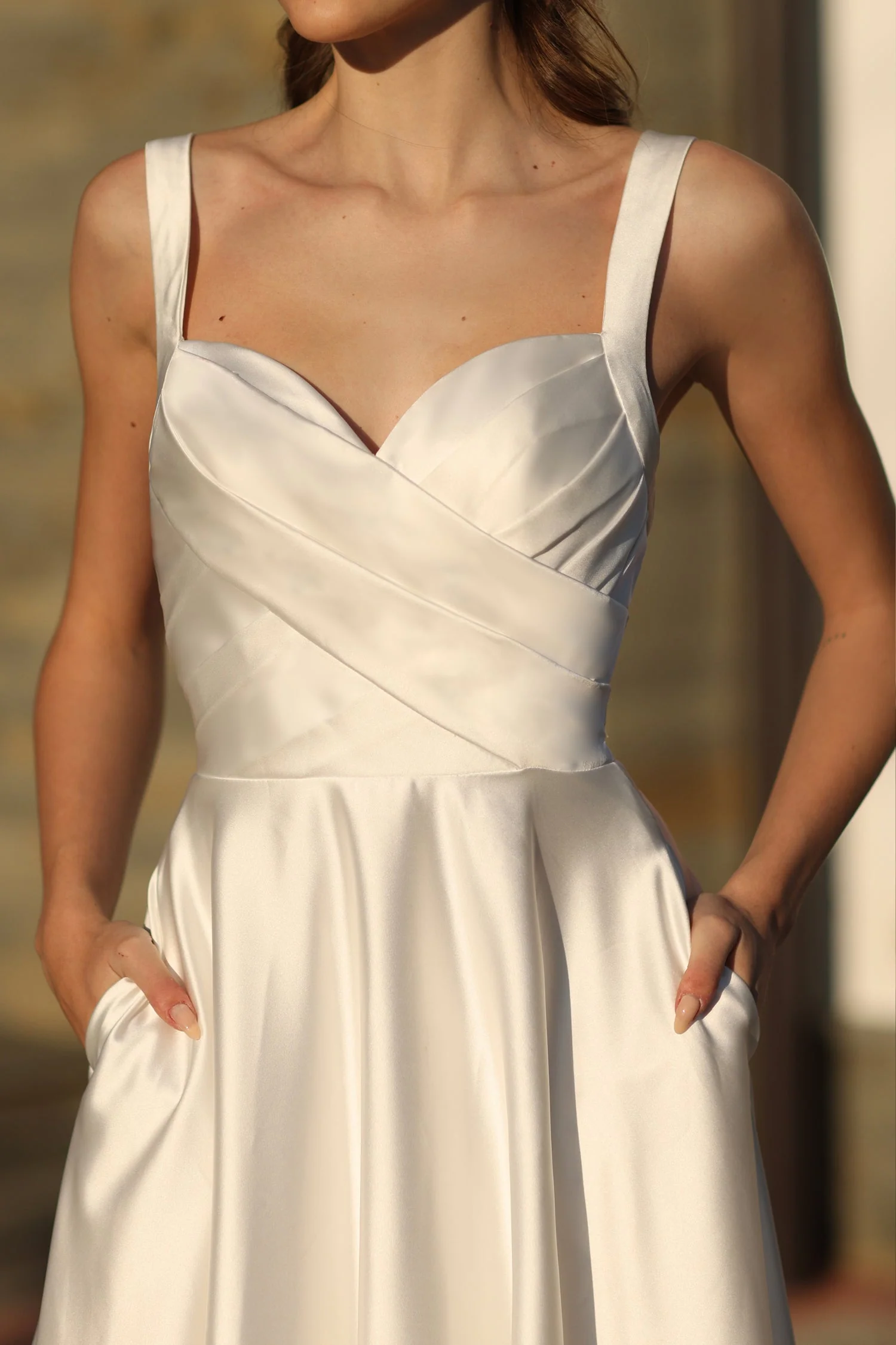 Tina Holly BB210W Wedding A-Line Pleated Flowy Satin Ball Dress - Image 4