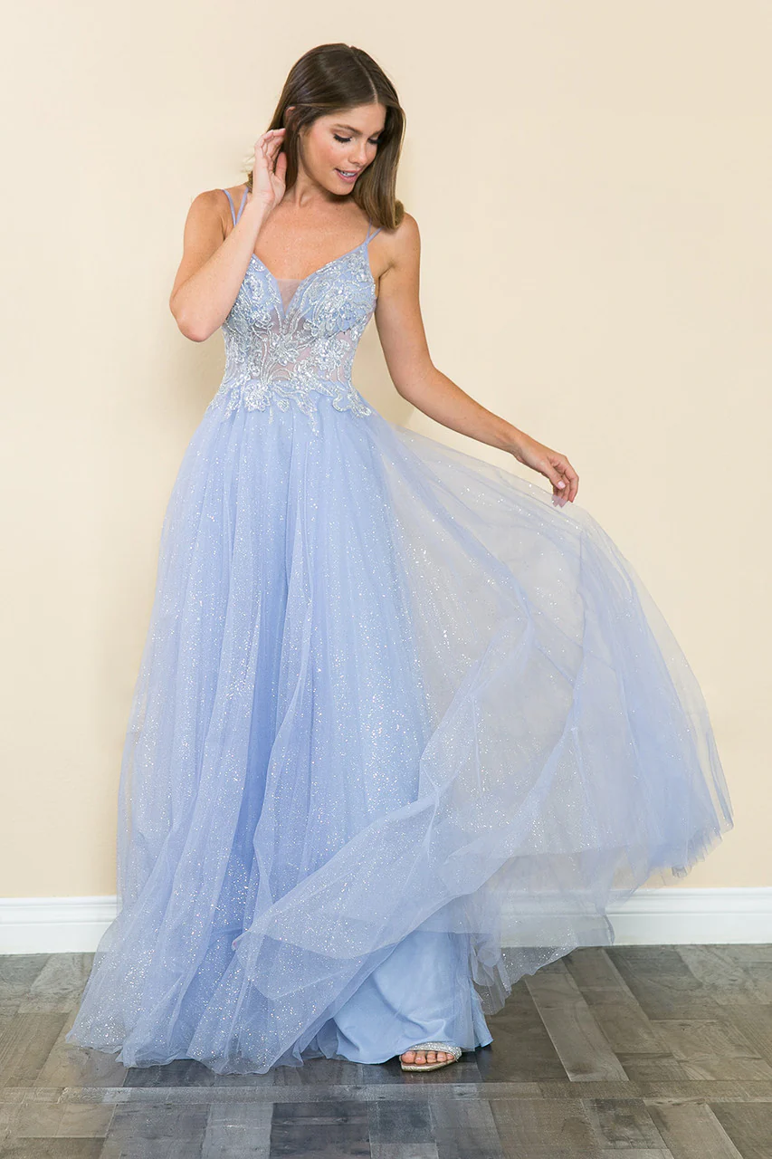 Evening Dress V-Neck Beaded Sequin A-Line Formal Gown By Lenovia 8183 - Image 6