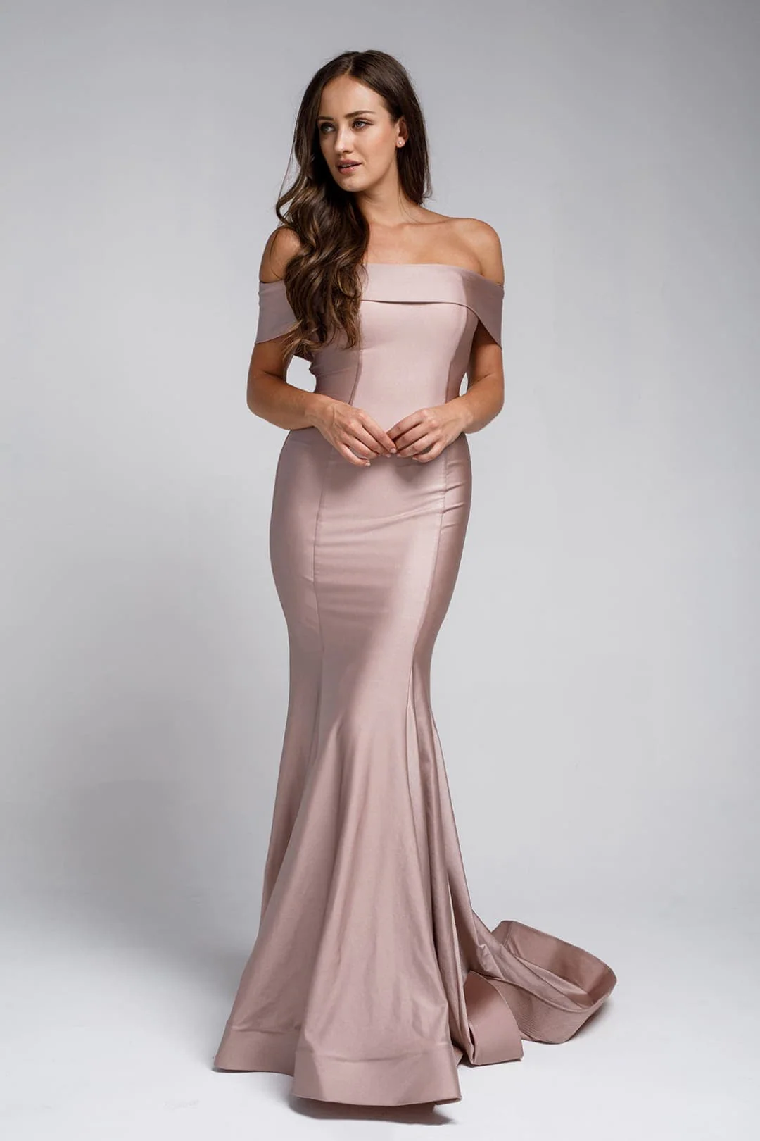 Dusty Rose Bridesmaid Dresses-Inexpensive Amelia Couture 373 Off Shoulder - Image 6