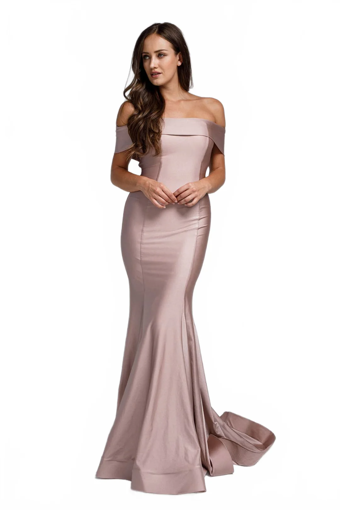 Dusty Rose Bridesmaid Dresses-Inexpensive Amelia Couture 373 Off Shoulder - Image 8