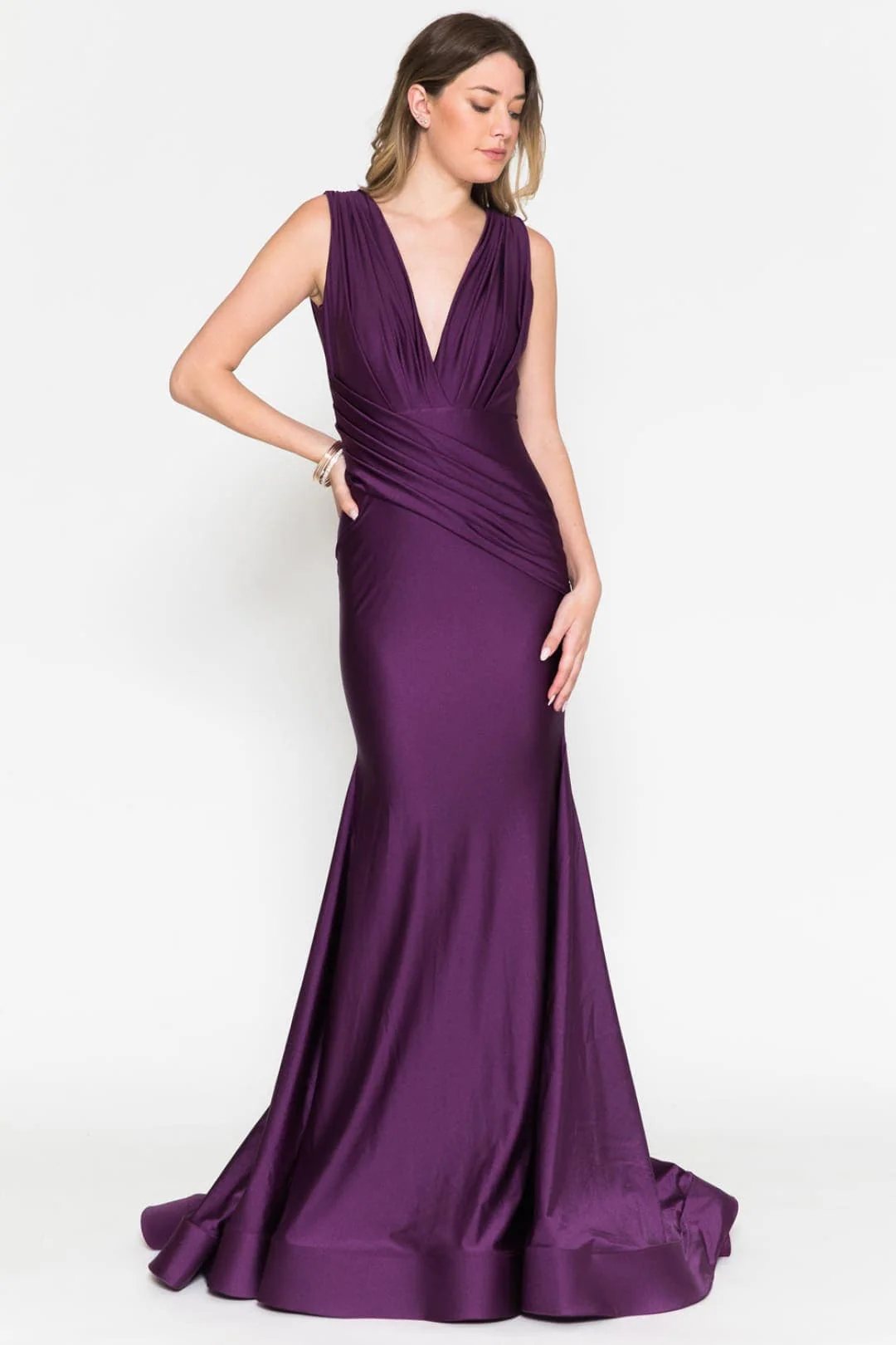 Eggplant Bridesmaid Dresses-Inexpensive Amelia Couture 370 Bodycon - Image 2