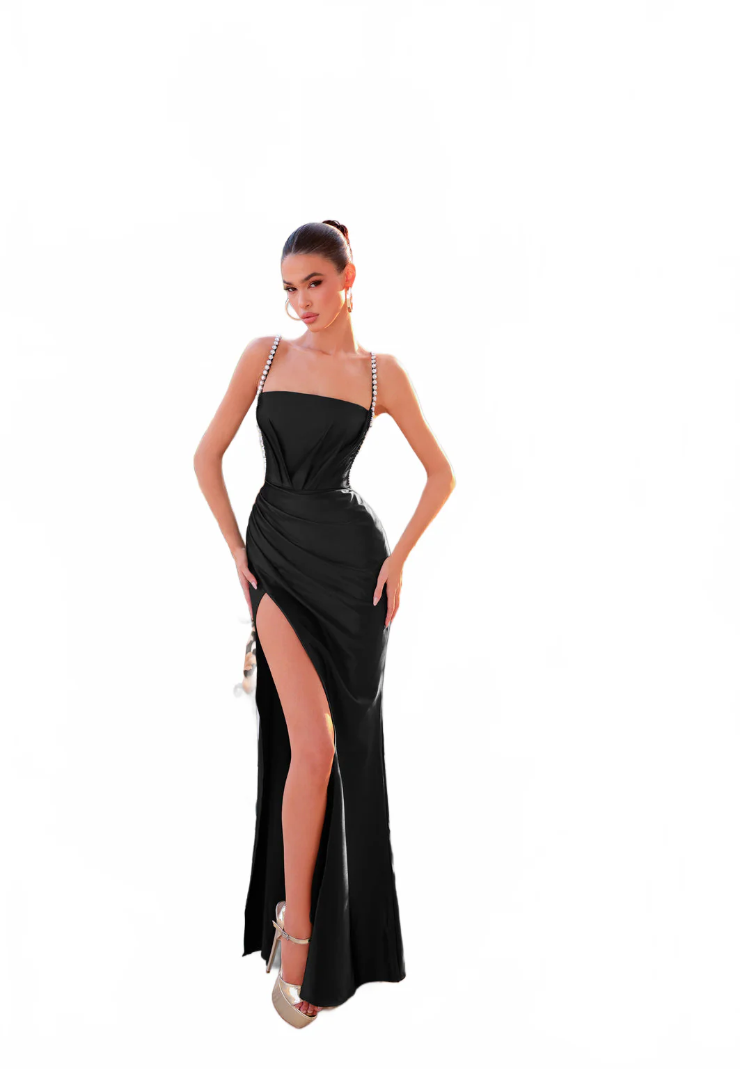 Tina Holly TT012 Prom Spaghetti Strap Beaded Jersey Satin Jersey Dress - Image 6