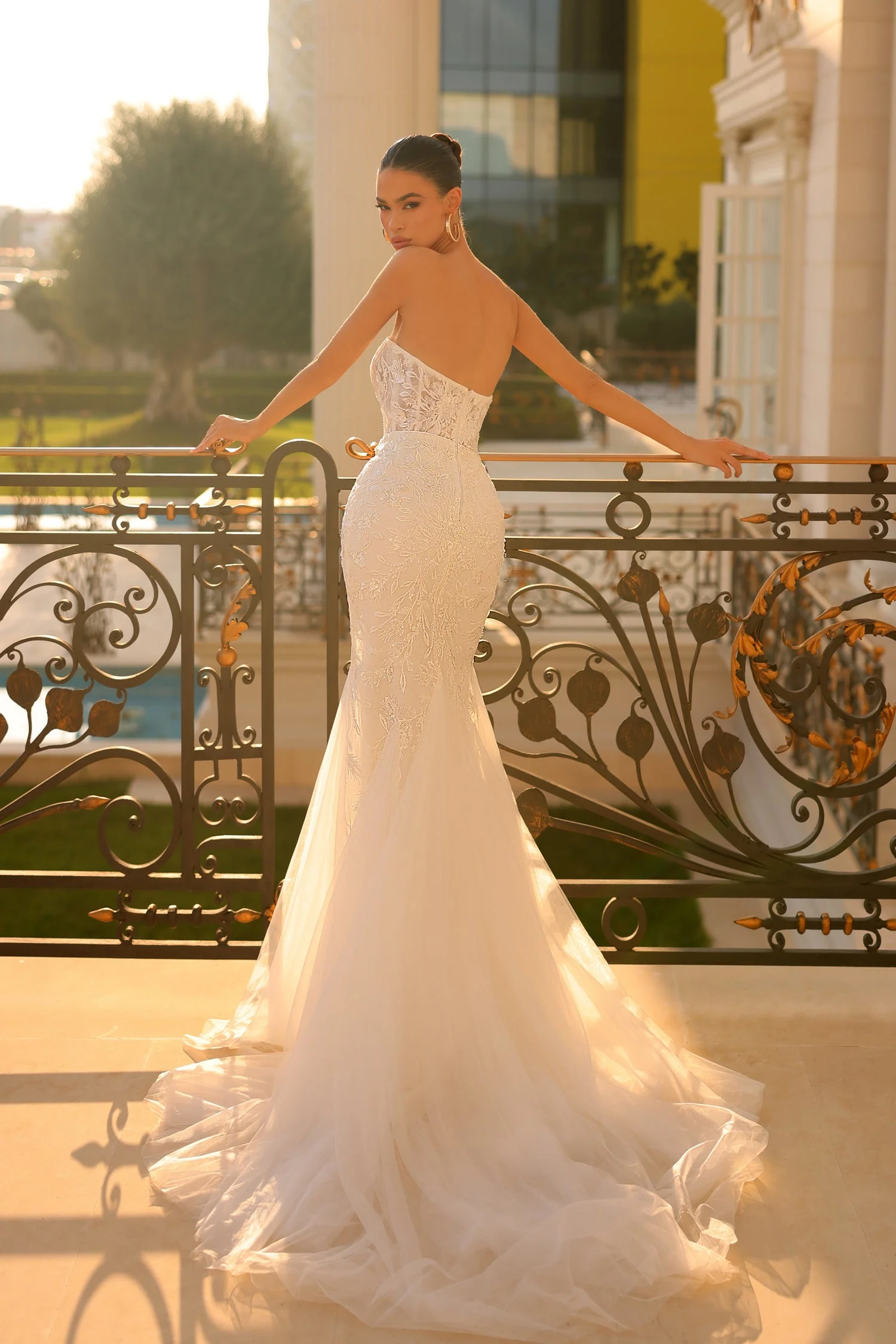 Tina Holly TW122 Wedding Strapless Sweetheart Beaded Lace Mesh Dress - Image 2