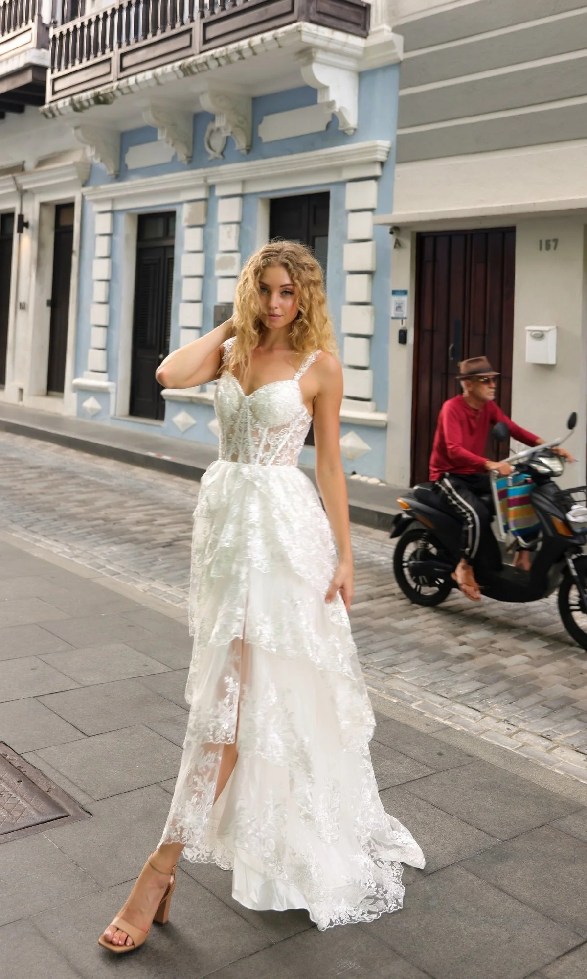 Nox Anabel T1335 Elegant Lace Ruffled A-Line Prom Gown - Image 3
