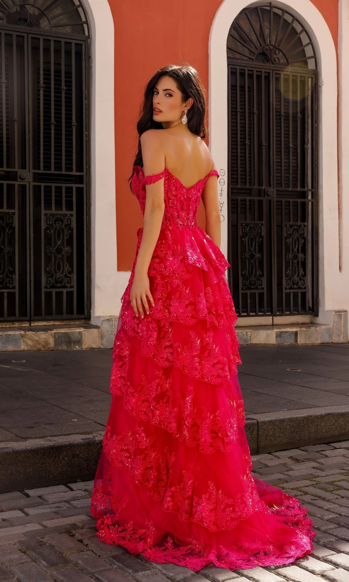 Nox Anabel T1335 Elegant Lace Ruffled A-Line Prom Gown - Image 9