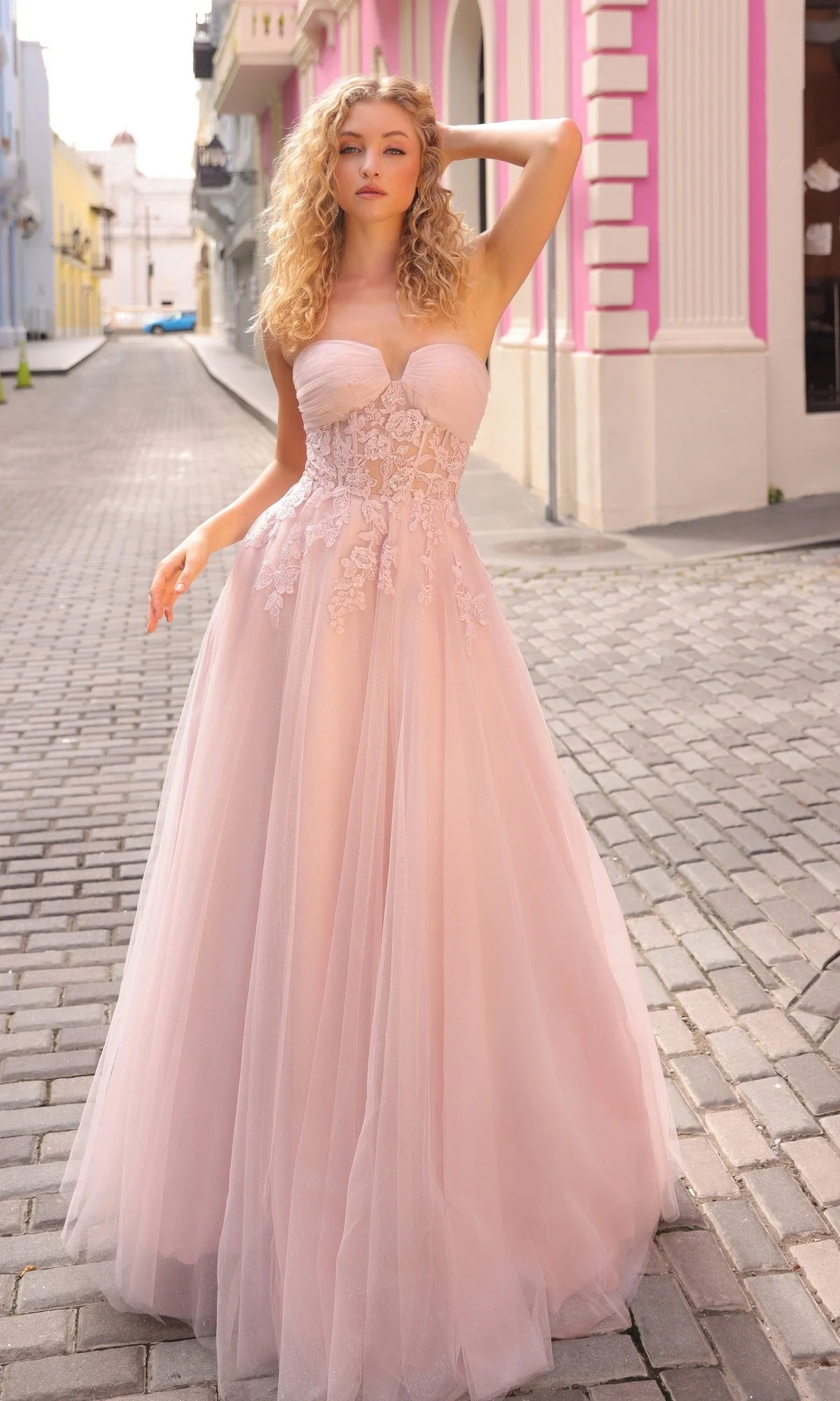 Nox Anabel T1326 Elegant Strapless Sheer Bodice Prom Ball Gown - Image 12