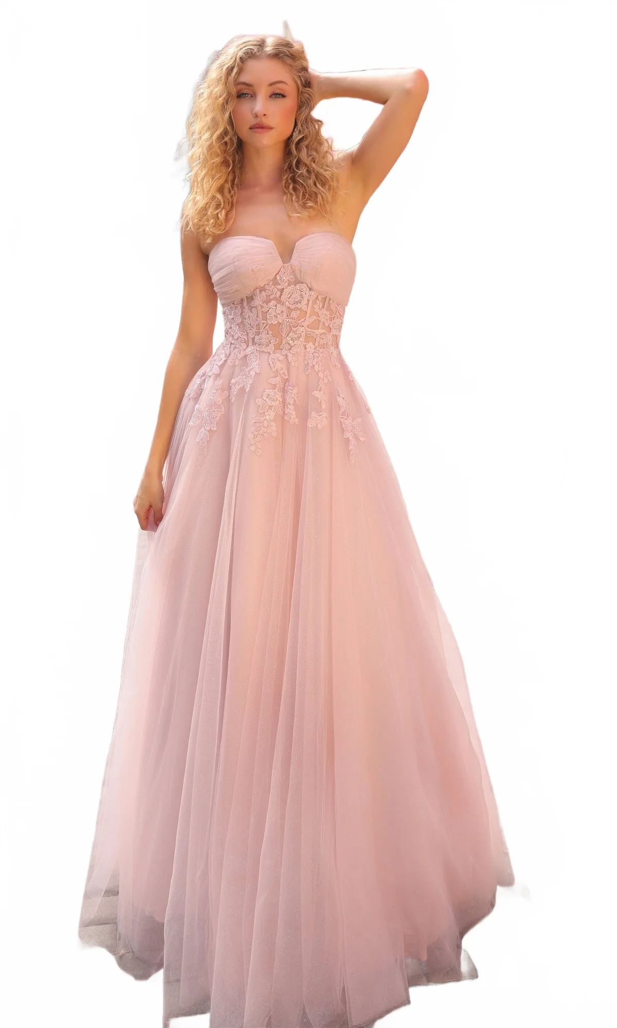 Nox Anabel T1326 Elegant Strapless Sheer Bodice Prom Ball Gown - Image 14