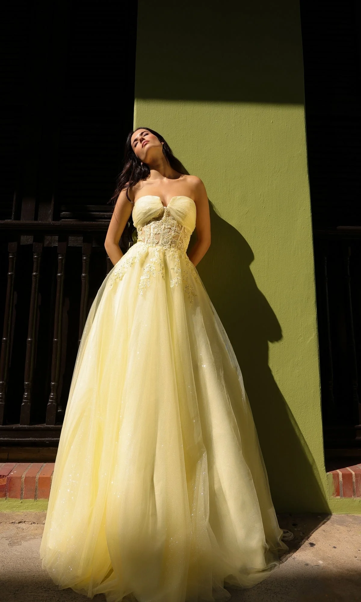 Nox Anabel T1326 Elegant Strapless Sheer Bodice Prom Ball Gown - Image 2