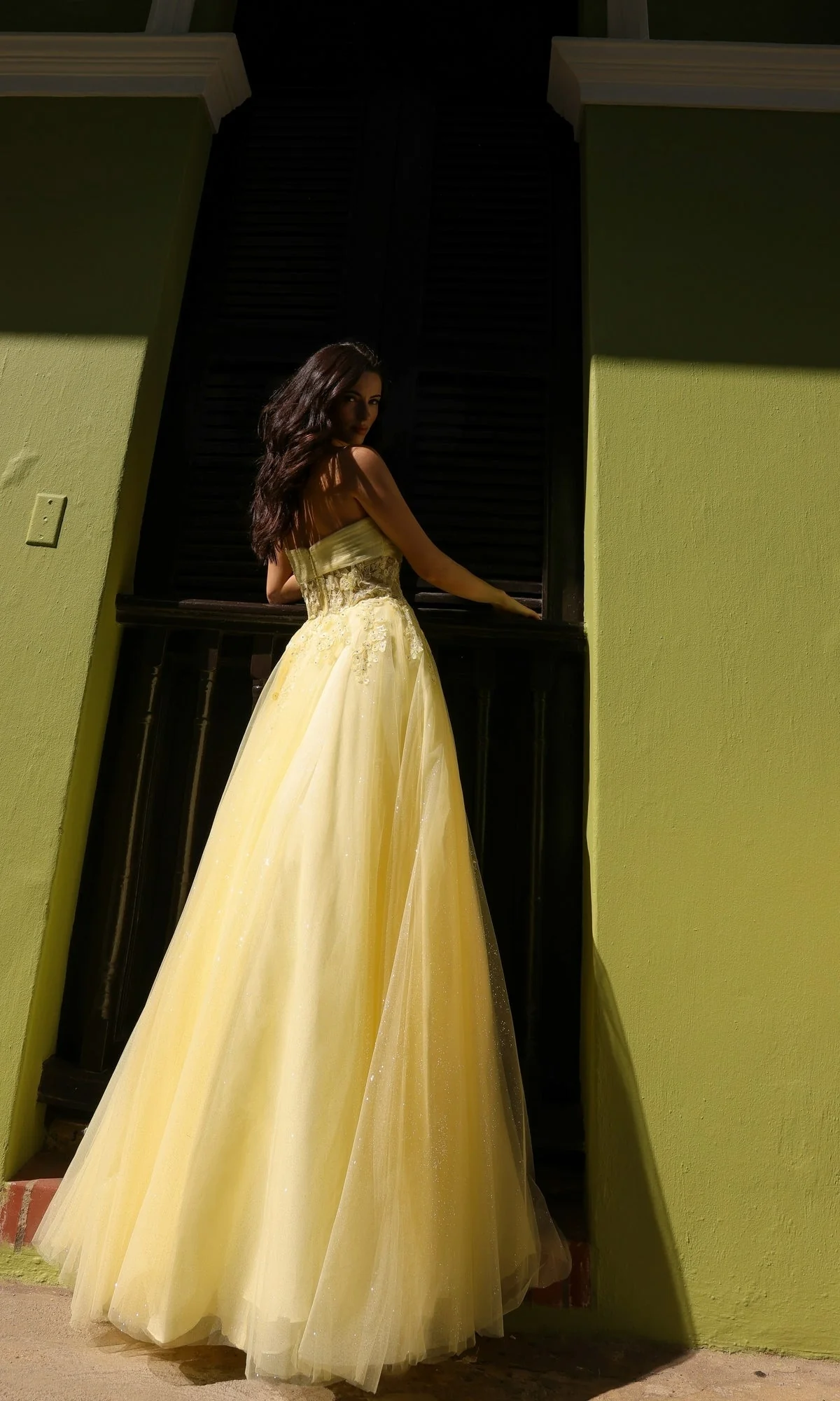 Nox Anabel T1326 Elegant Strapless Sheer Bodice Prom Ball Gown - Image 3