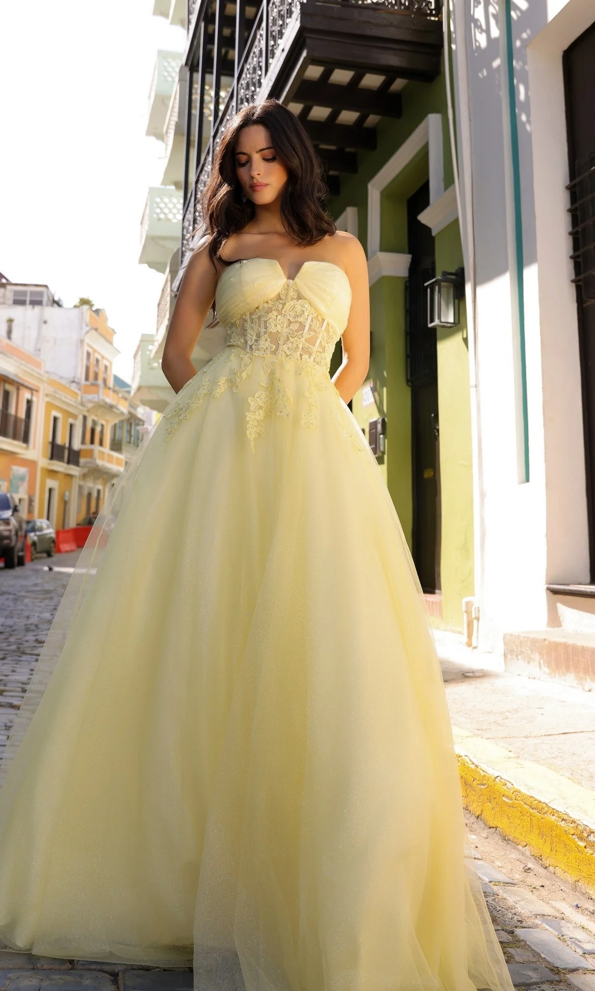 Nox Anabel T1326 Elegant Strapless Sheer Bodice Prom Ball Gown - Image 7