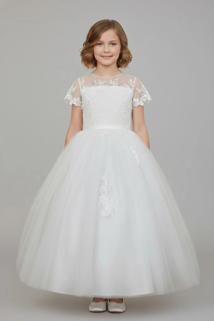 GK113 White Girl Pageant Dress by Elizabeth KGK113