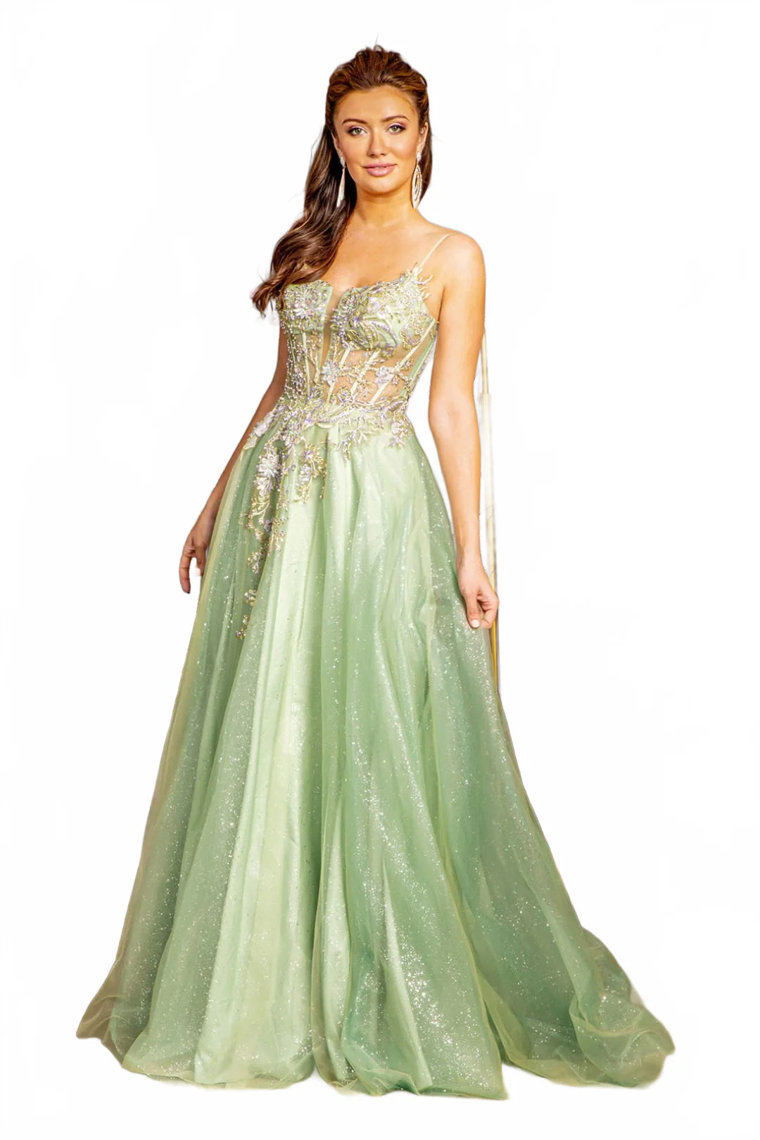 Applique Sleeveless Corset A-line Gown by GLS Gloria GL3377 - Image 5
