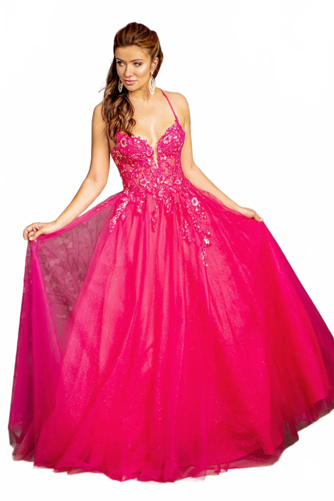 Embroidered Strappy Back A-line Gown by GLS Gloria GL3229 - Image 5