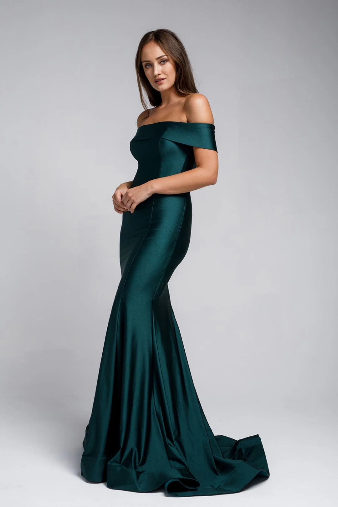 Emerald Green Bridesmaid Dresses-Inexpensive Amelia Couture 373 Off Shoulder - Image 6
