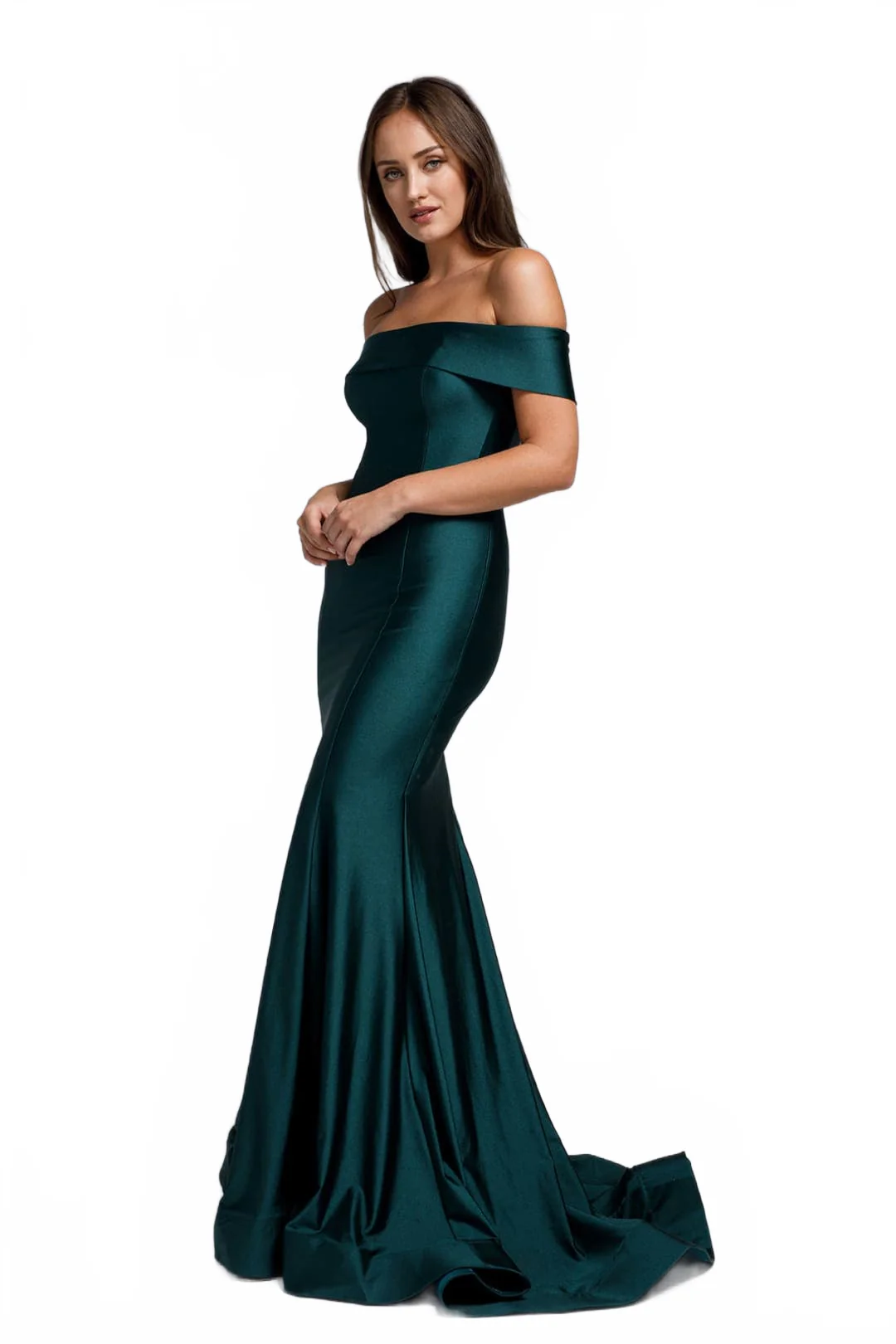 Emerald Green Bridesmaid Dresses-Inexpensive Amelia Couture 373 Off Shoulder - Image 7