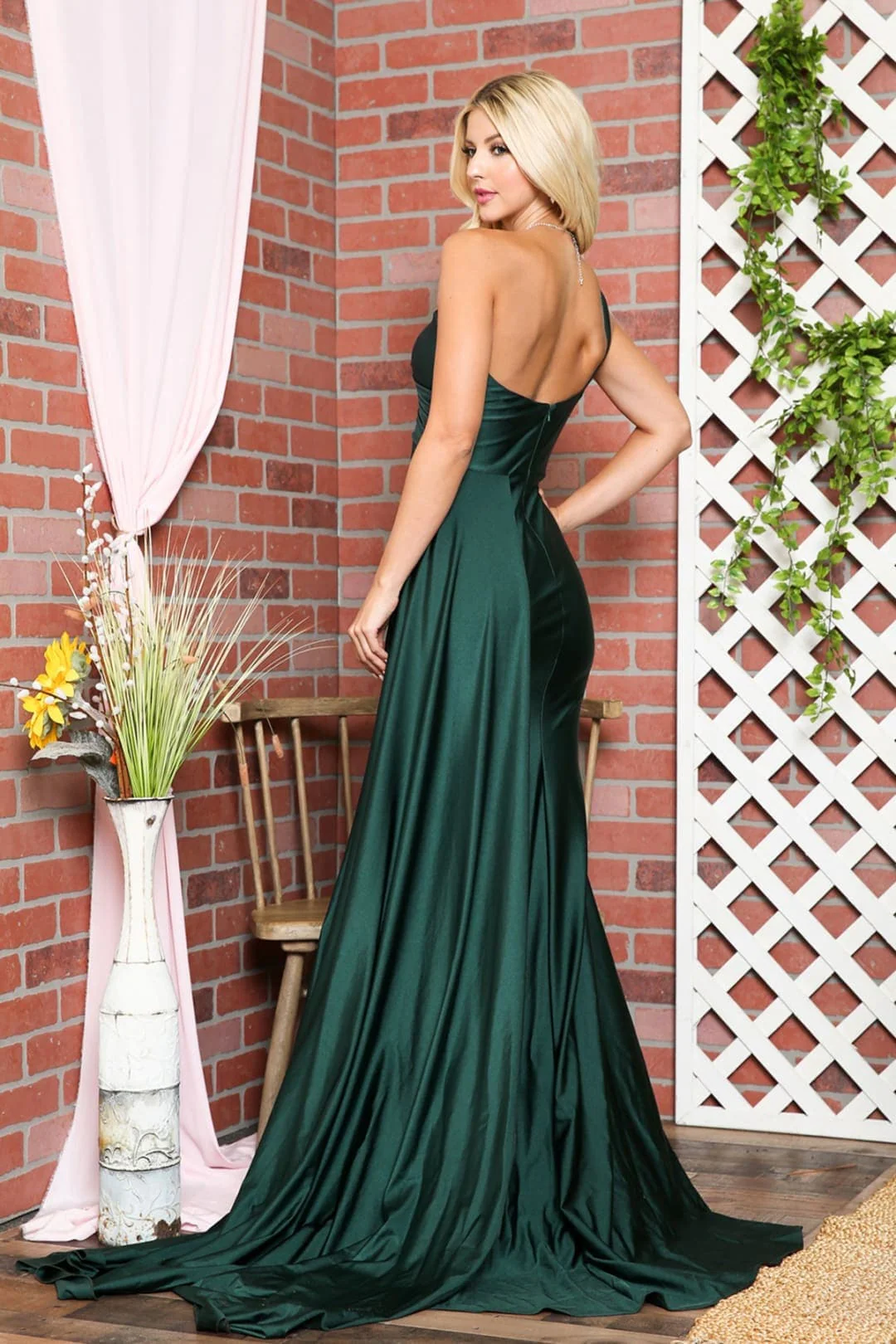 Emerald green Bridesmaid Dresses-Inexpensive Amelia Couture 387 One Shoulder - Image 2