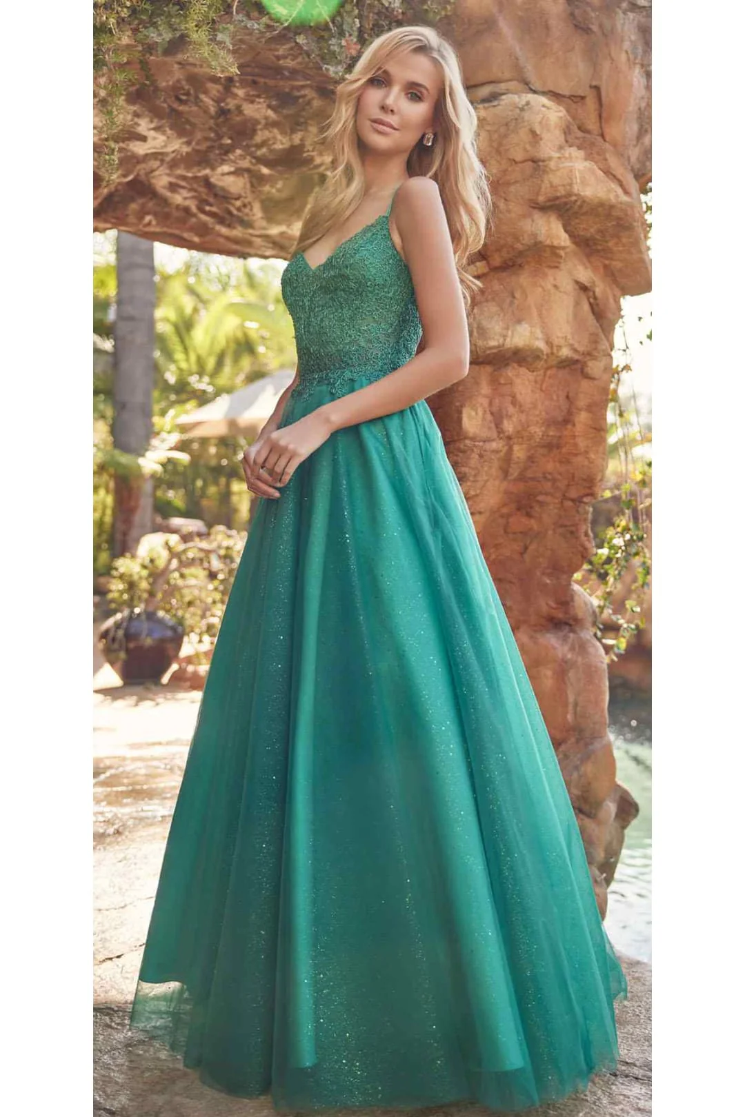 Emerald Green Bridesmaid Dresses-Inexpensive Embroidered Tulle Juliet 268 - Image 2