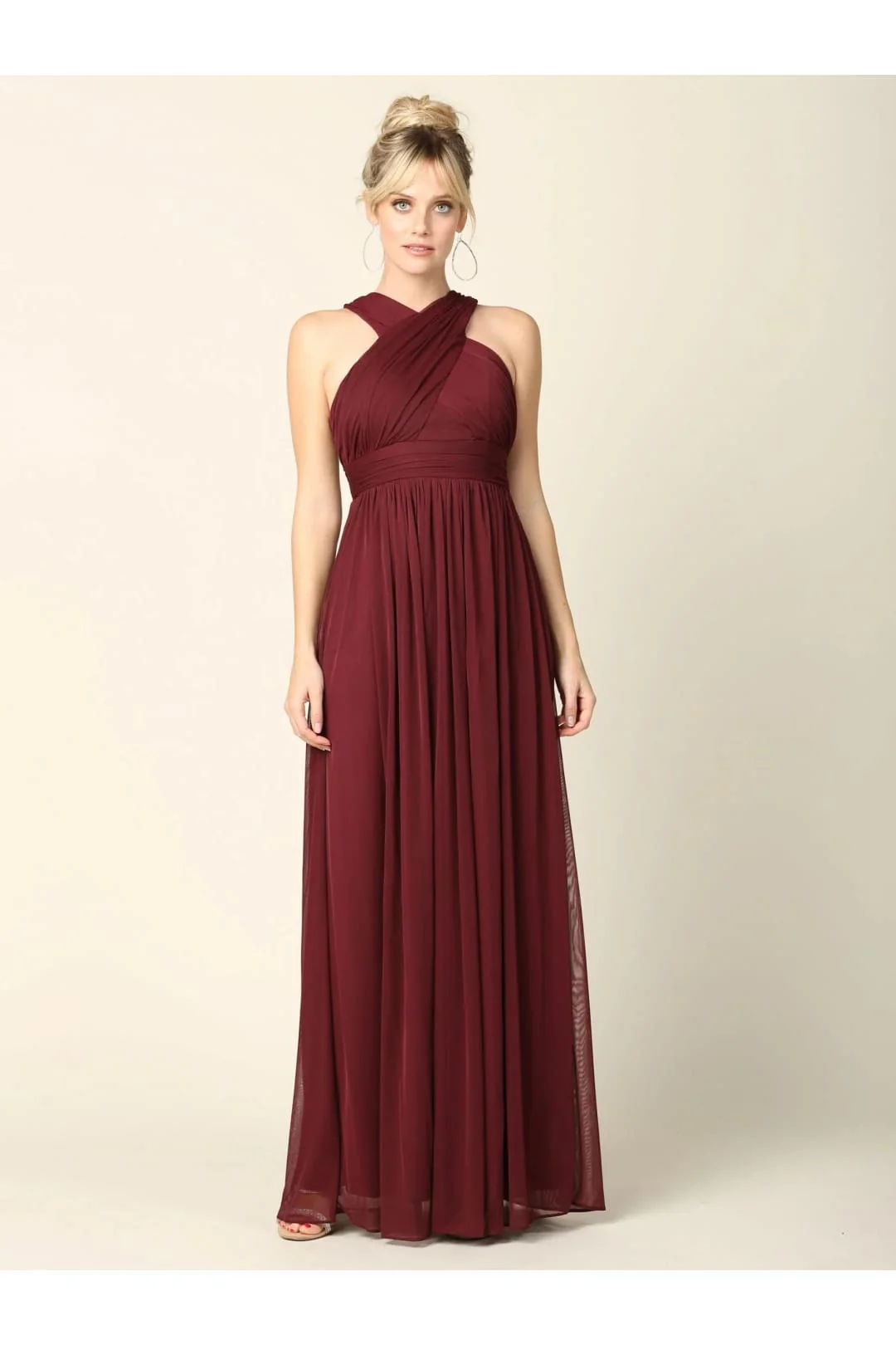 Eva USA 3280 Long Criss Cross Halter Bridesmaids Dress - Image 12