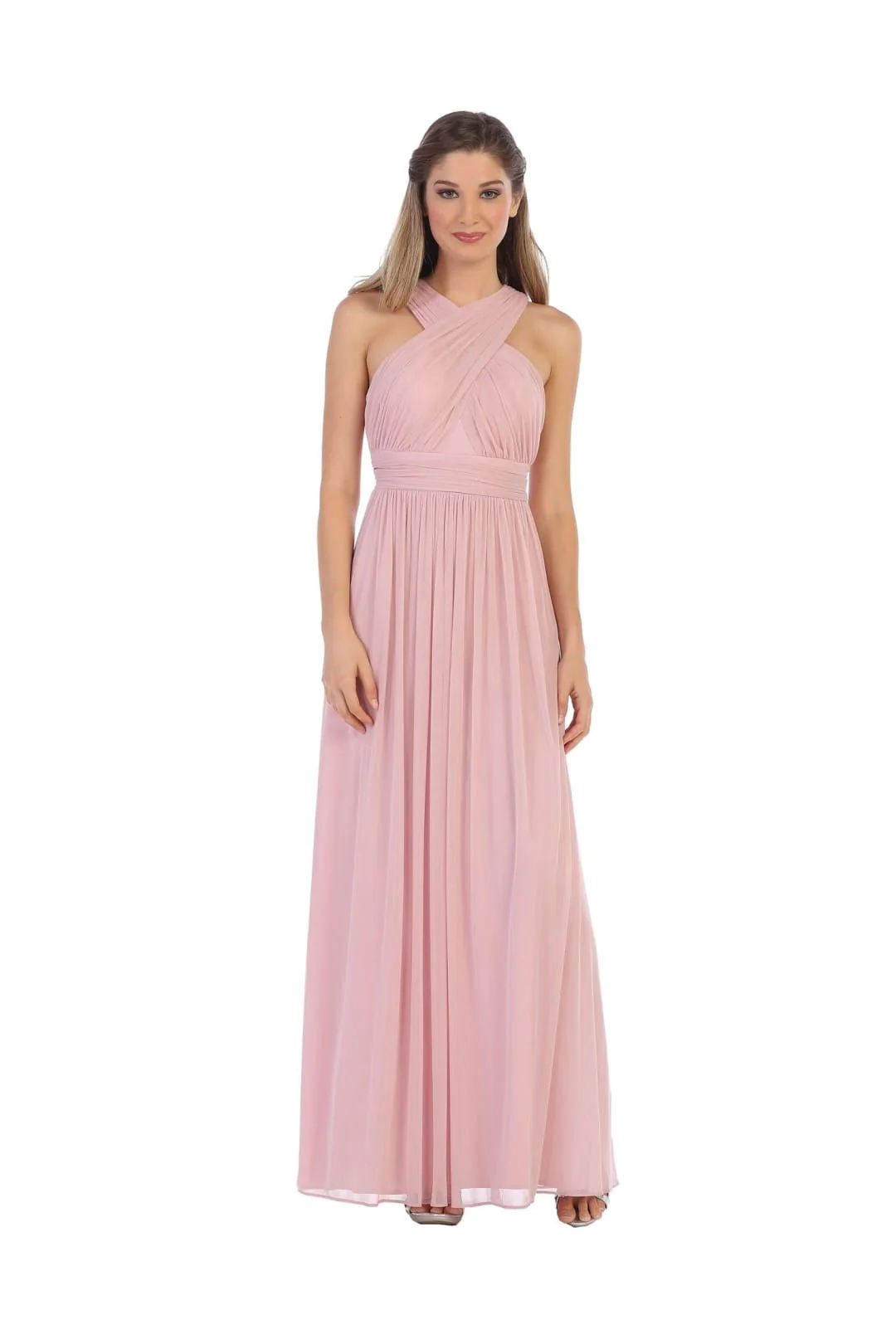 Eva USA 3280 Long Criss Cross Halter Bridesmaids Dress - Image 4