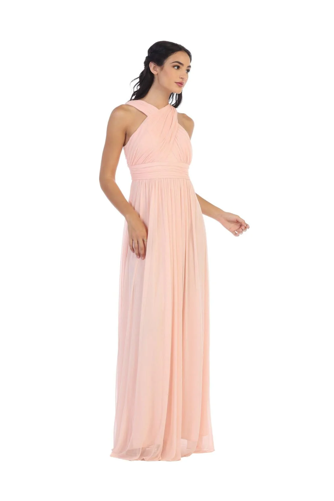 Eva USA 3280 Long Criss Cross Halter Bridesmaids Dress - Image 5