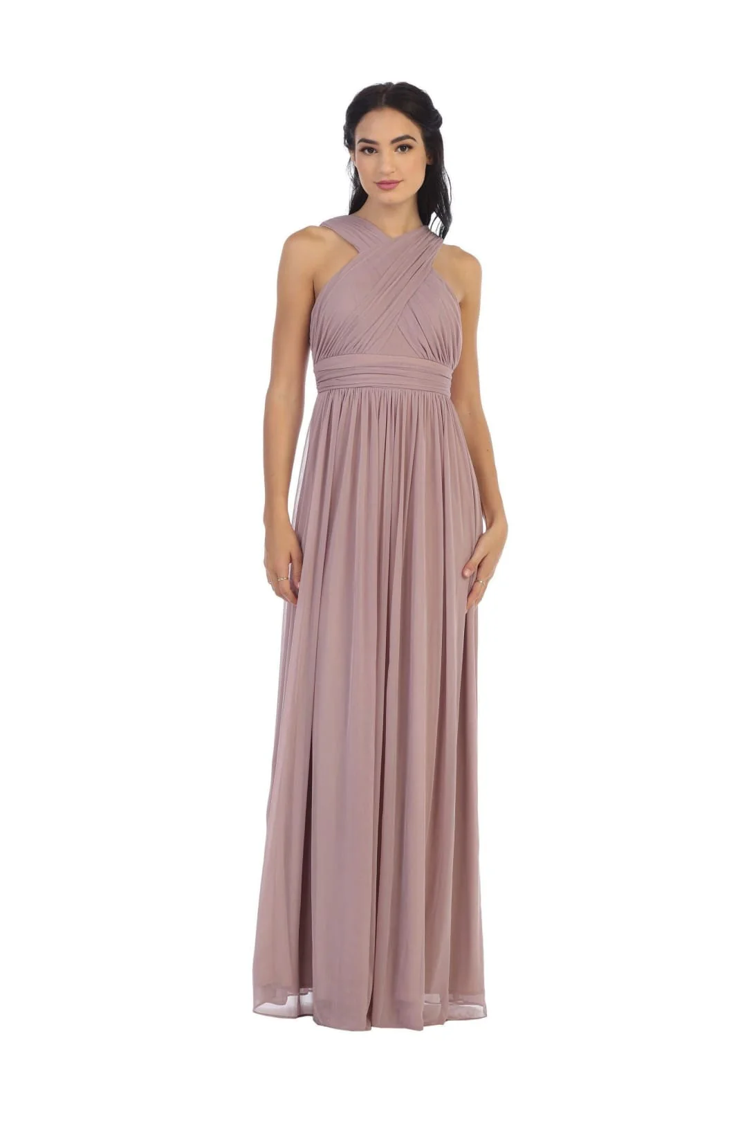 Eva USA 3280 Long Criss Cross Halter Bridesmaids Dress - Image 7