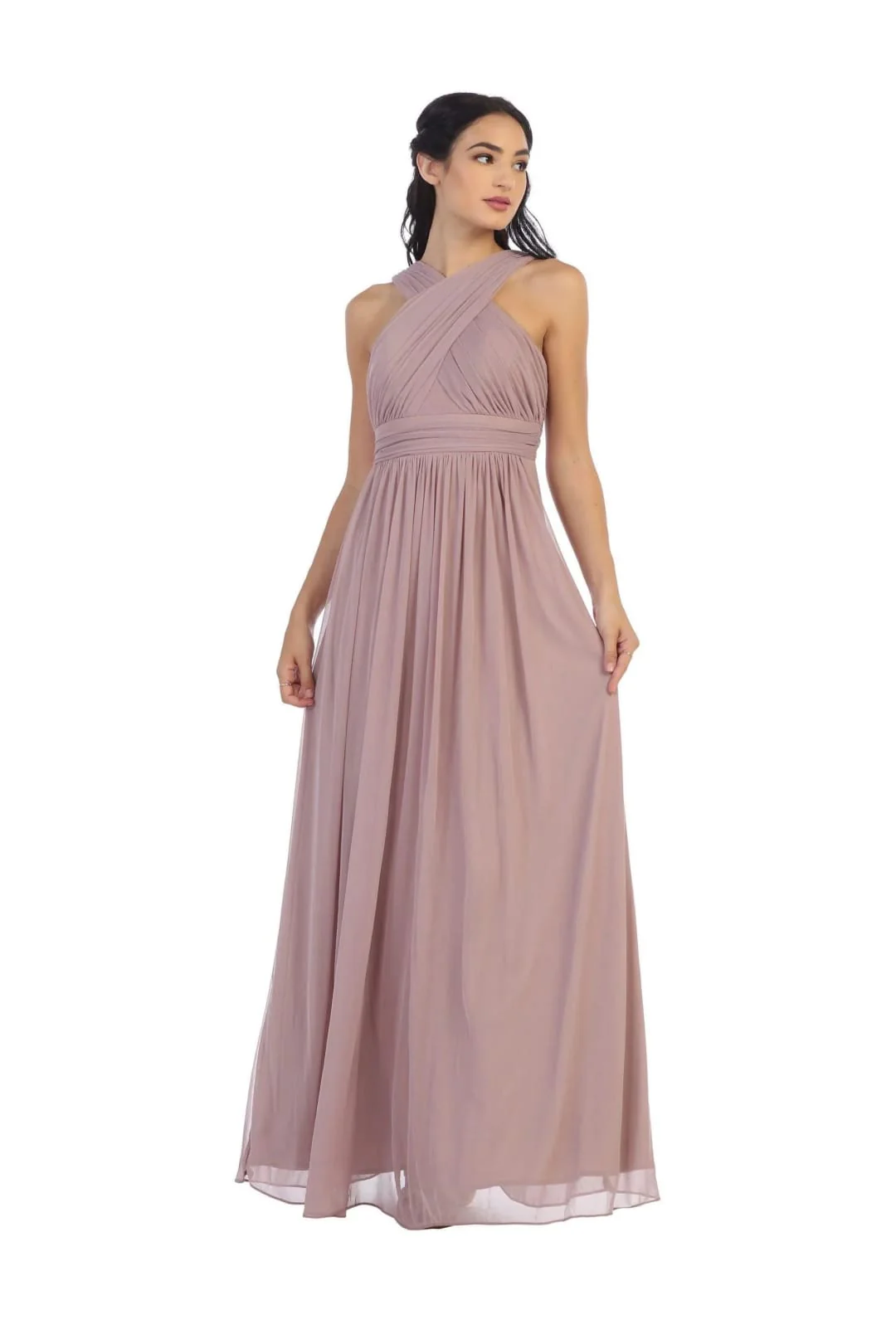 Eva USA 3280 Long Criss Cross Halter Bridesmaids Dress - Image 9