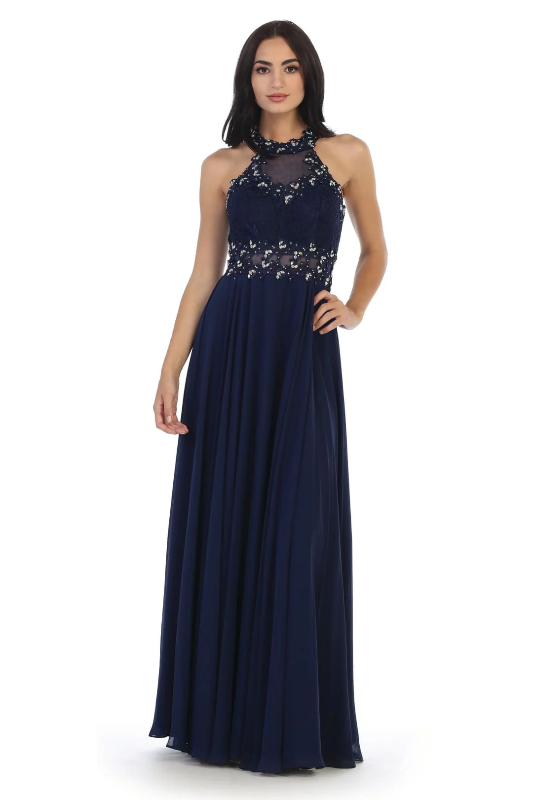 Eva USA 3286 Long Formal Halter Chiffon Bridesmaids Dress - Image 6