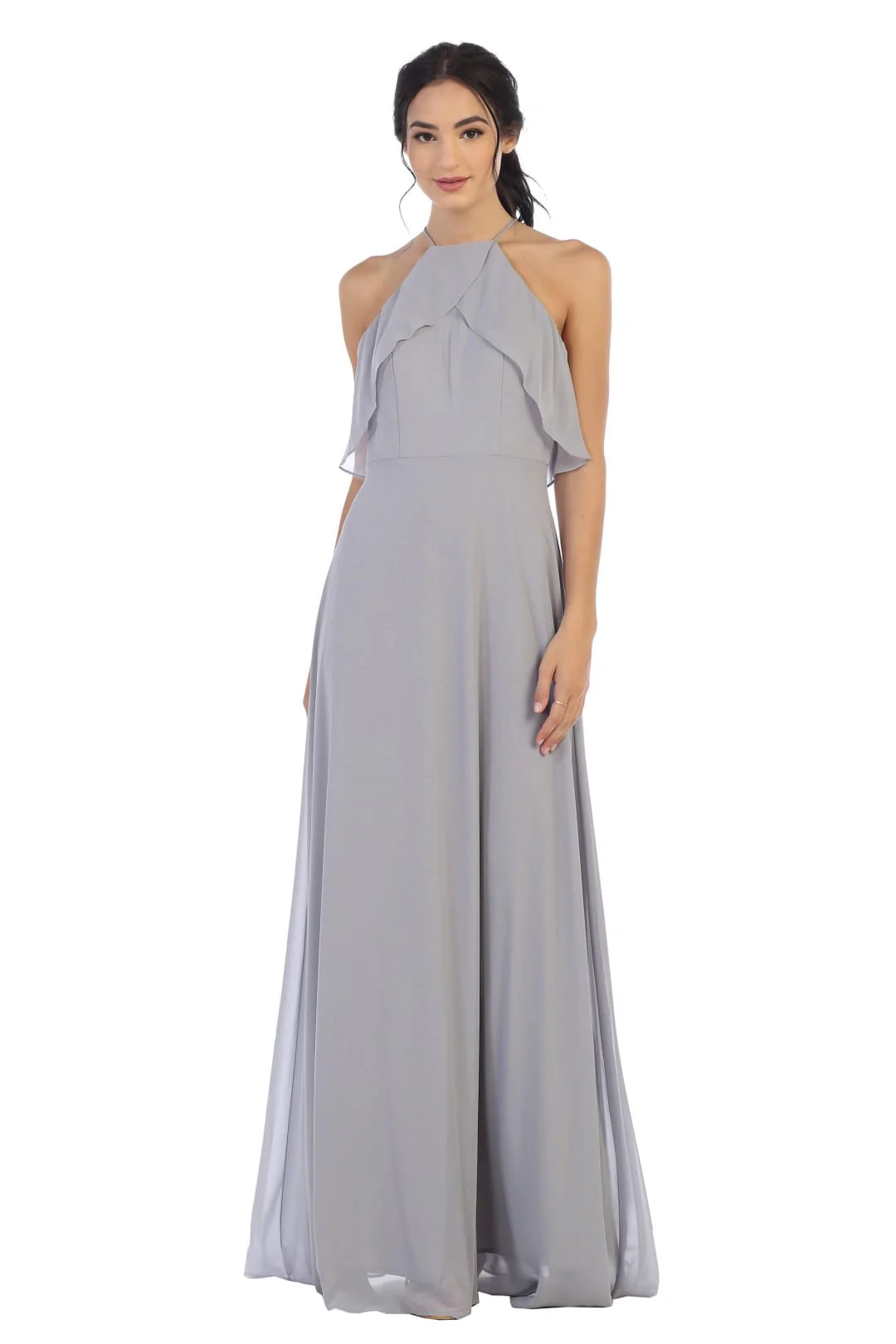 Eva USA 3315 Long Bridesmaids Ruffle Halter Chiffon Dress - Image 11