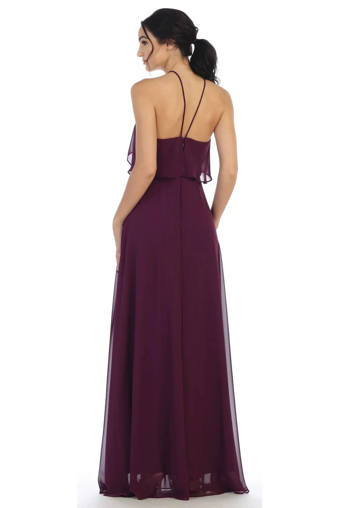 Eva USA 3315 Long Bridesmaids Ruffle Halter Chiffon Dress - Image 12