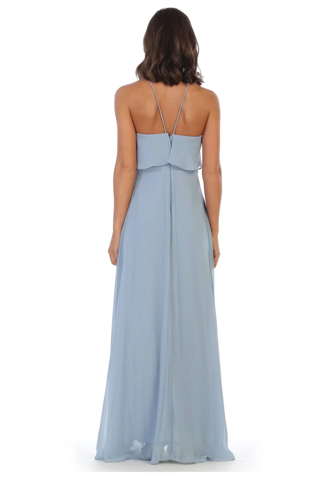 Eva USA 3315 Long Bridesmaids Ruffle Halter Chiffon Dress - Image 13